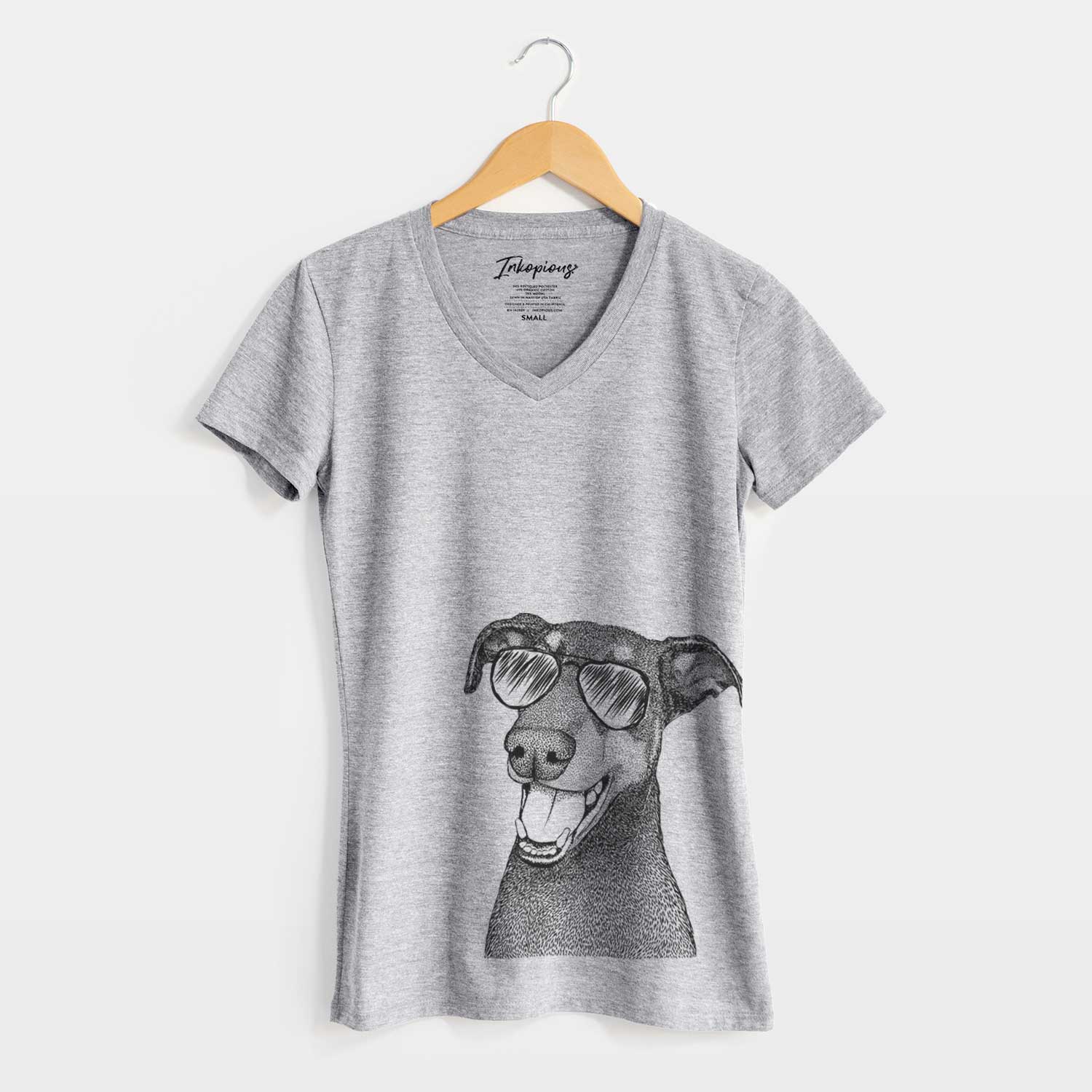 Aviator Bunnie the Doberman Pinscher - Women's V-neck Shirt