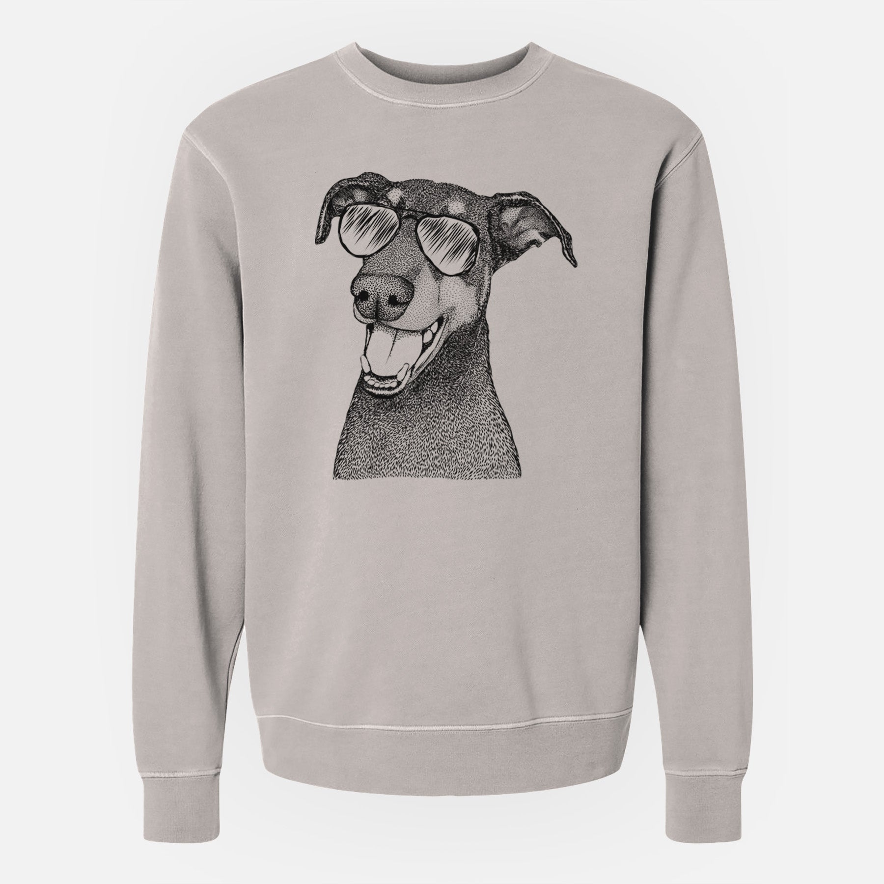 Aviator Bunnie the Doberman Pinscher - Unisex Pigment Dyed Crew Sweatshirt