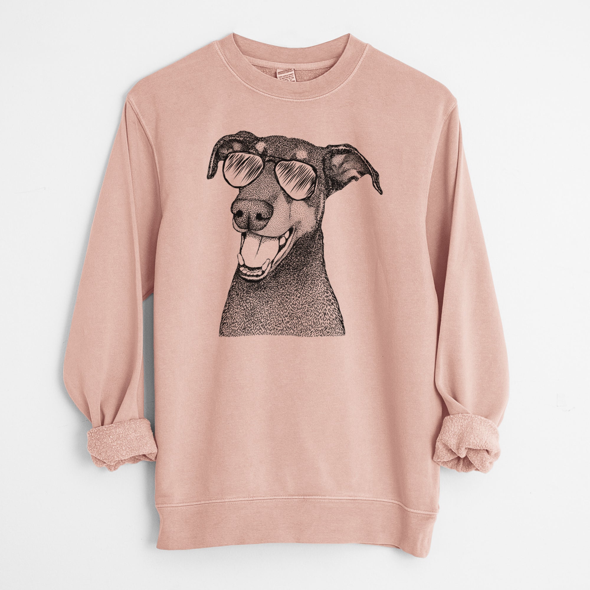 Aviator Bunnie the Doberman Pinscher - Unisex Pigment Dyed Crew Sweatshirt