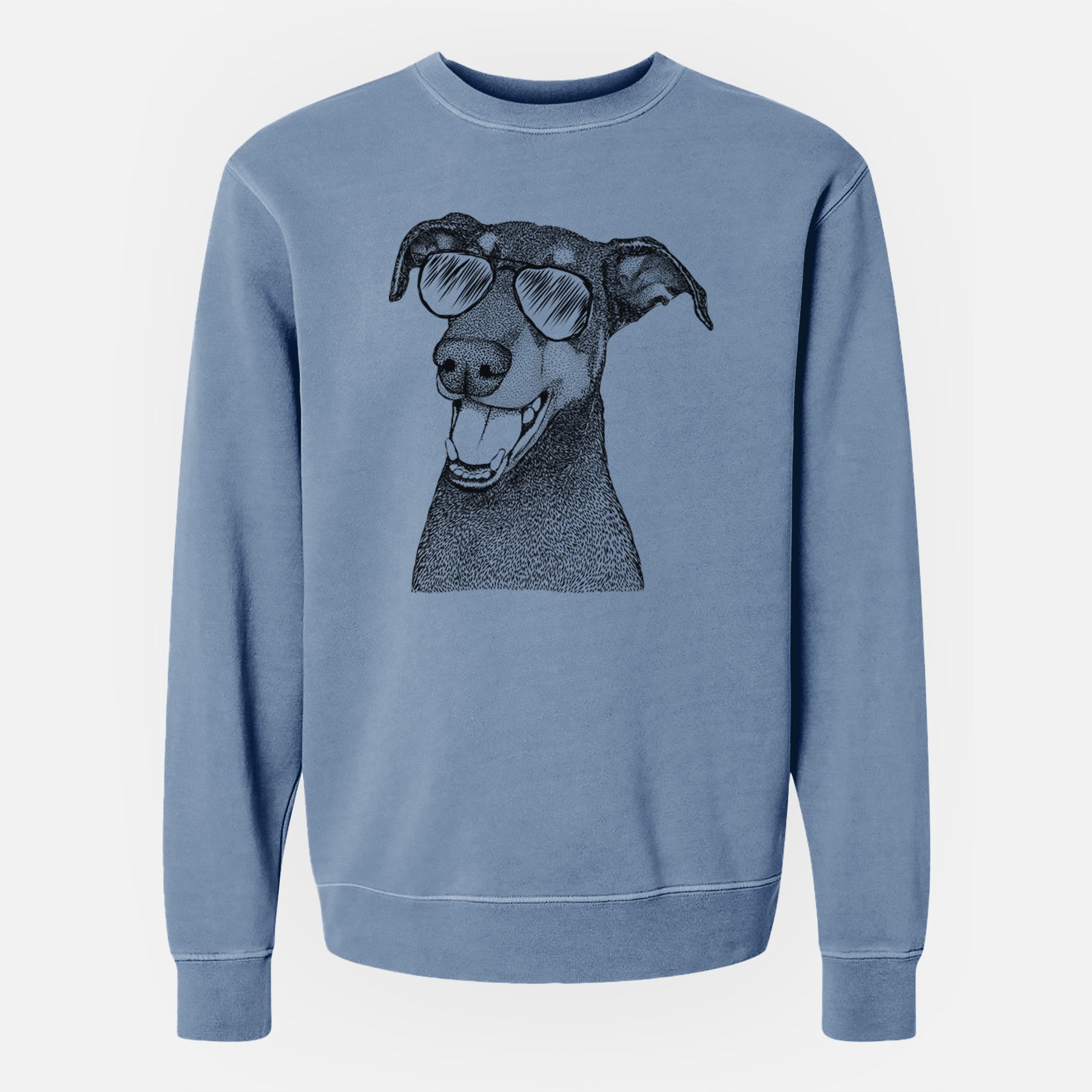 Aviator Bunnie the Doberman Pinscher - Unisex Pigment Dyed Crew Sweatshirt