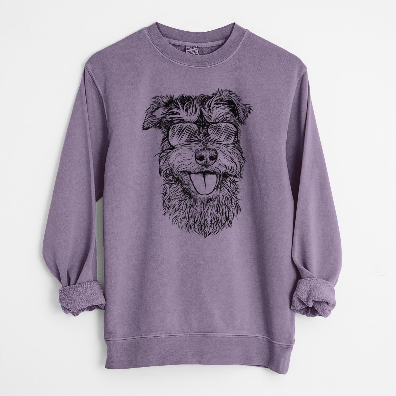 Aviator Buster the Schnoodle - Unisex Pigment Dyed Crew Sweatshirt