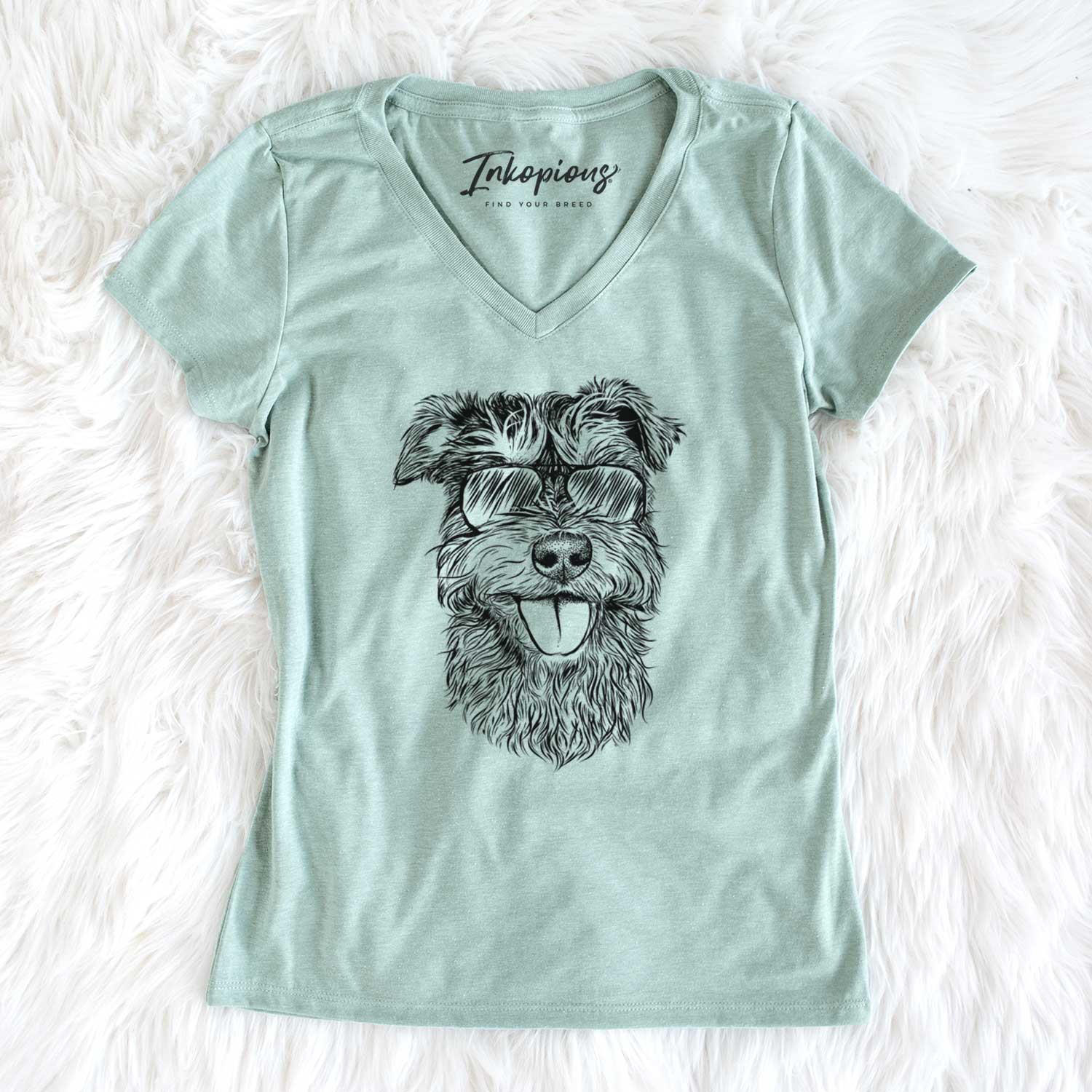 Aviator Buster the Schnoodle - Women's V-neck Shirt