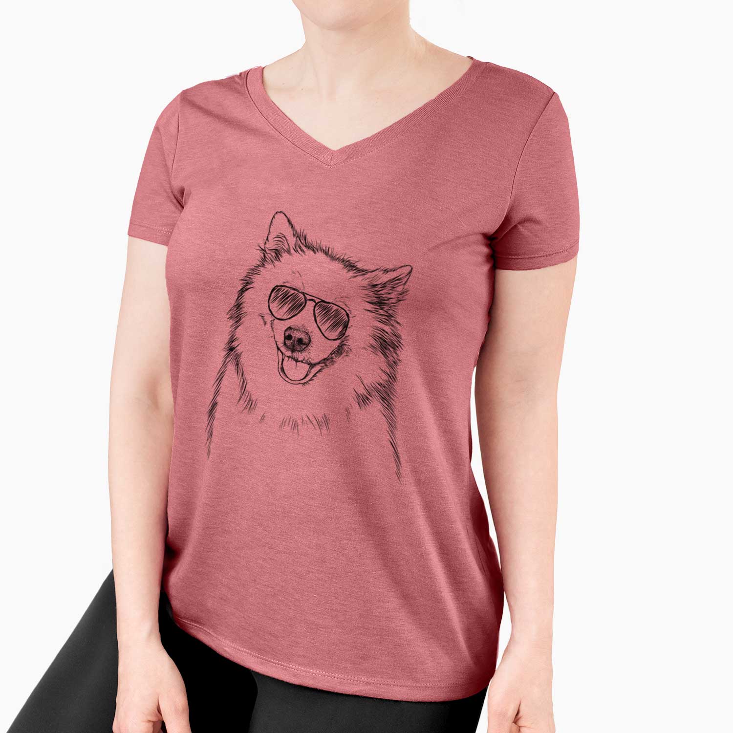 Aviator Caico the Samoyed - Women's V-neck Shirt