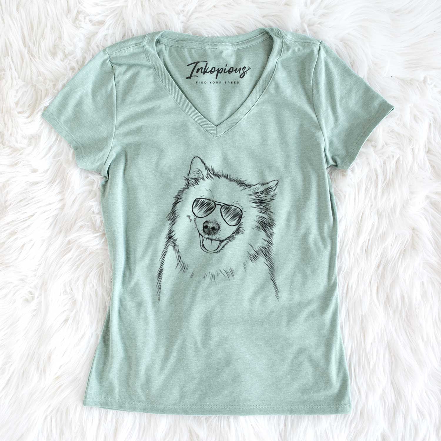 Aviator Caico the Samoyed - Women's V-neck Shirt