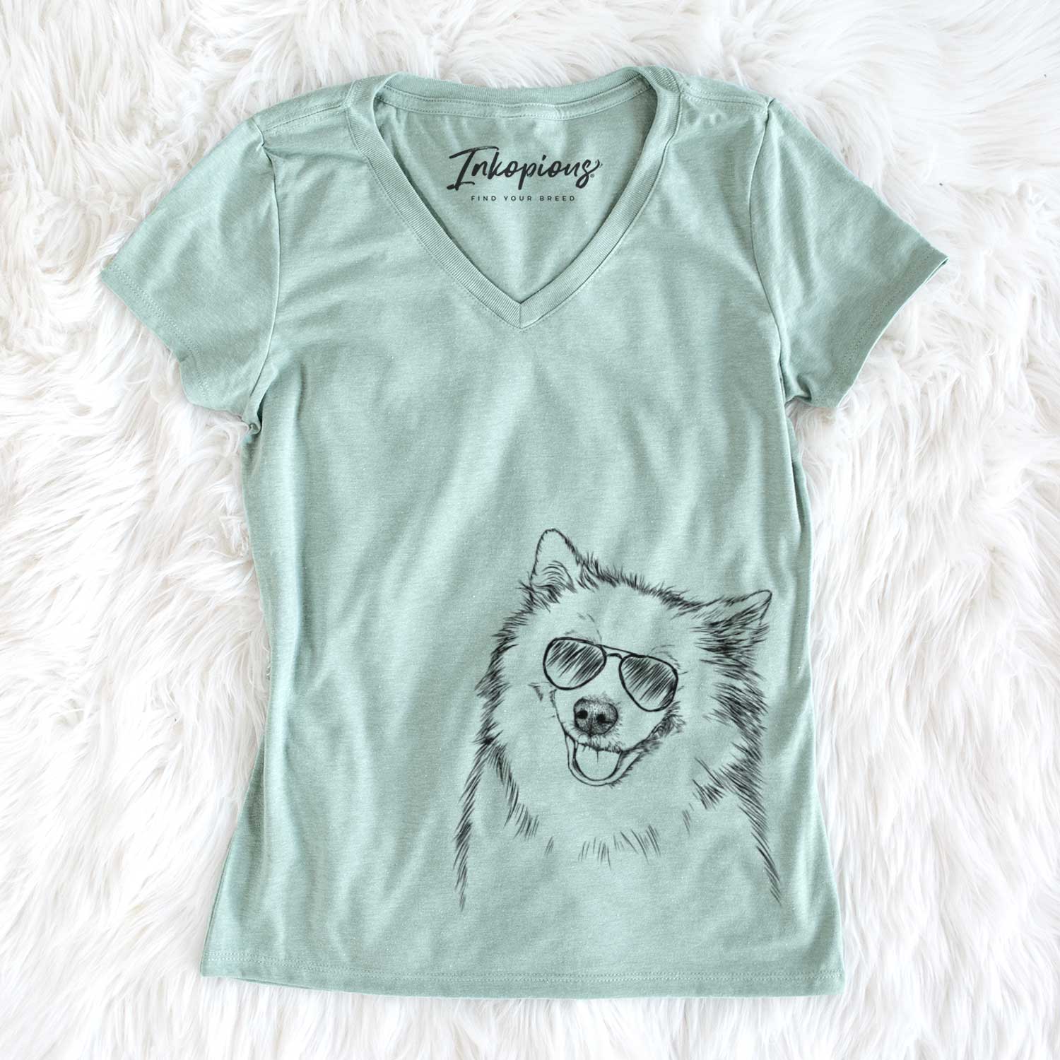 Aviator Caico the Samoyed - Women's V-neck Shirt