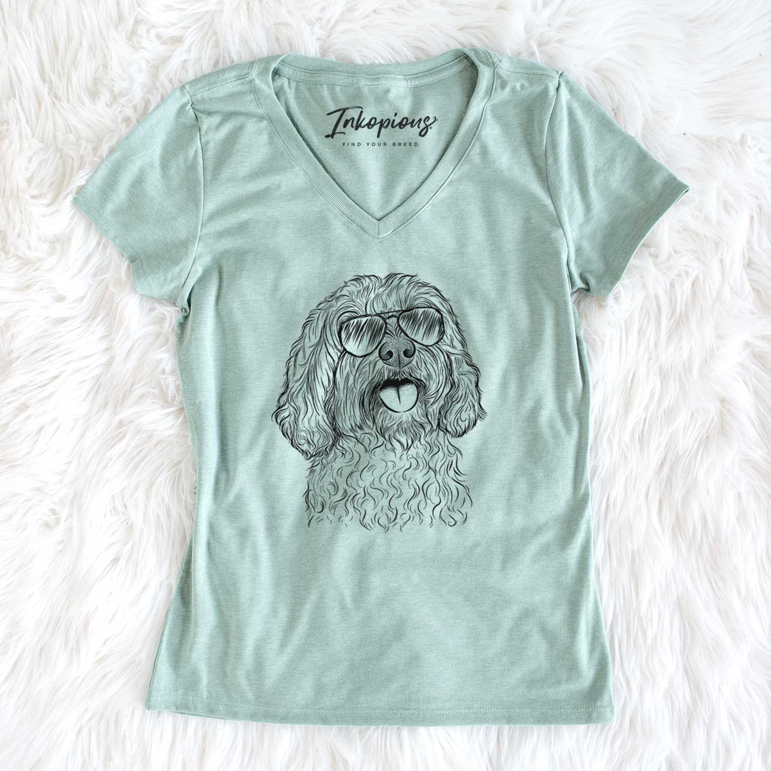 Aviator Cali the Cavapoo - Women's V-neck Shirt