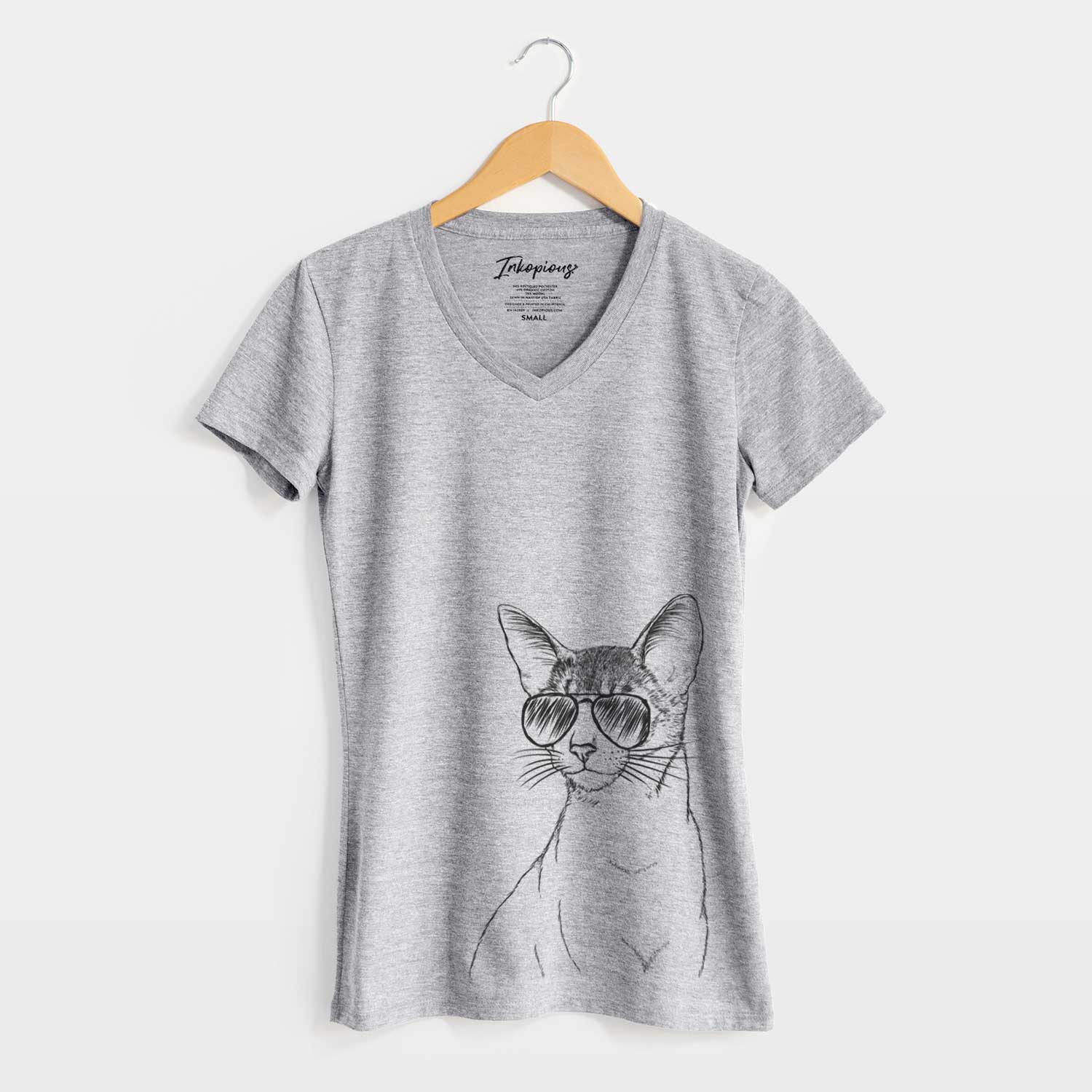 Aviator Cedric the Abyssinian Cat - Women's V-neck Shirt