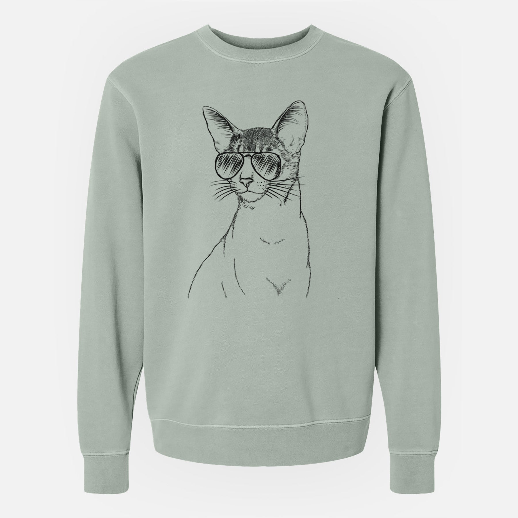 Aviator Cedric the Abyssinian Cat - Unisex Pigment Dyed Crew Sweatshirt