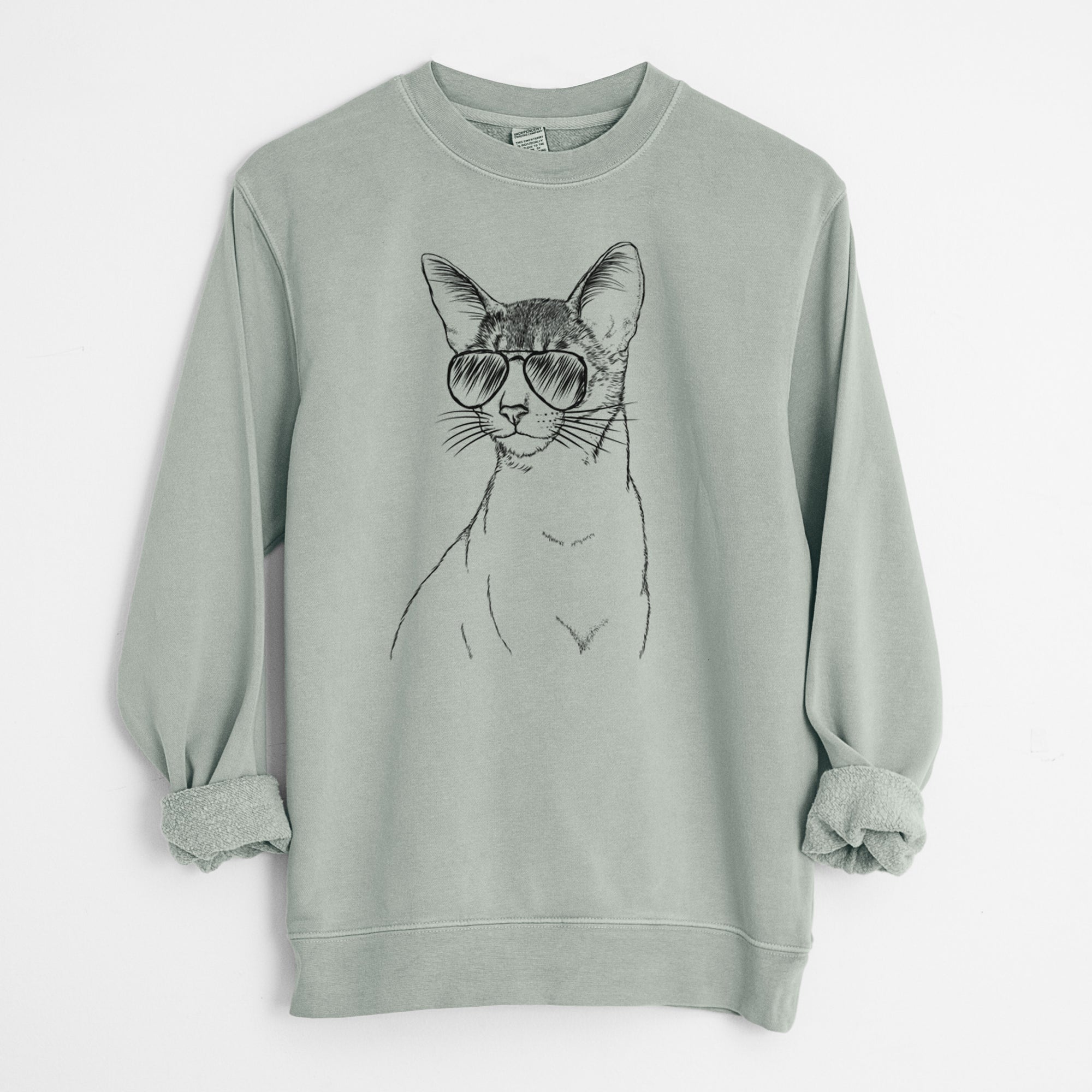 Aviator Cedric the Abyssinian Cat - Unisex Pigment Dyed Crew Sweatshirt