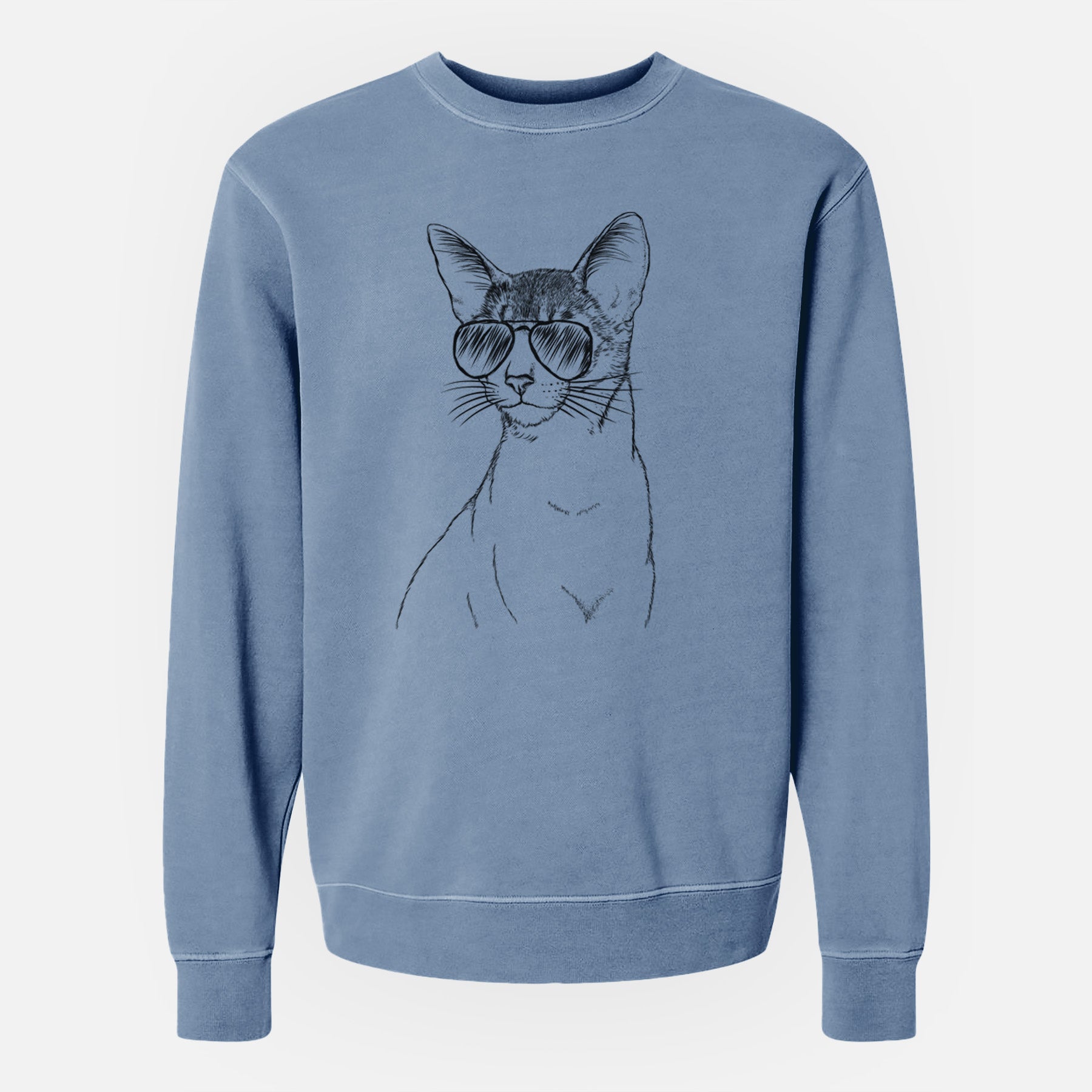 Aviator Cedric the Abyssinian Cat - Unisex Pigment Dyed Crew Sweatshirt