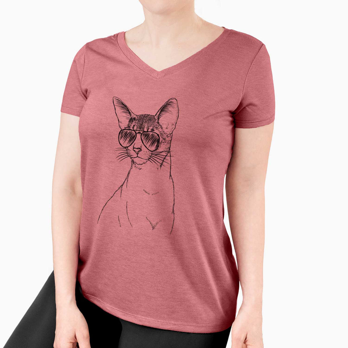 Aviator Cedric the Abyssinian Cat - Women's V-neck Shirt