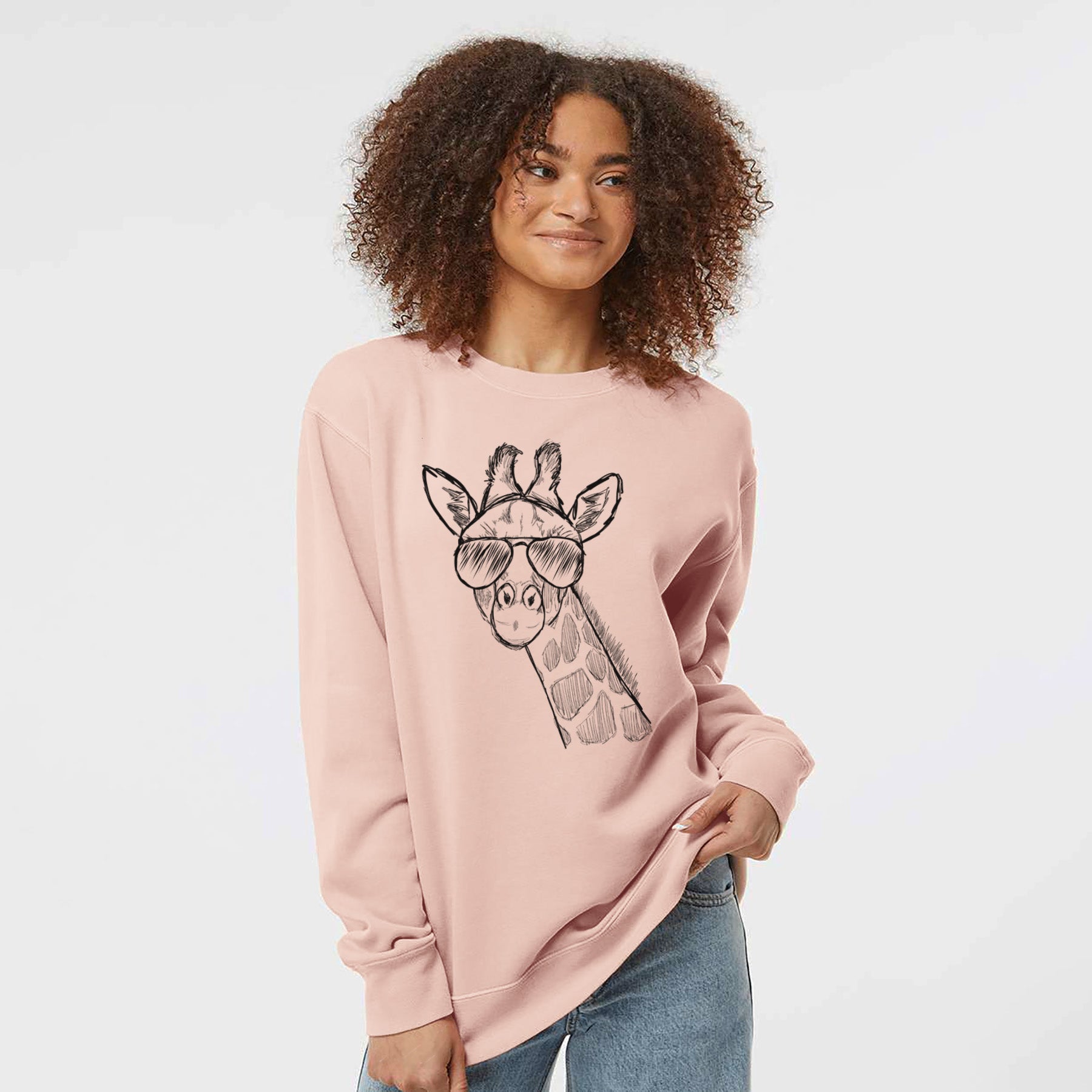 Aviator Cedrick the Giraffe - Unisex Pigment Dyed Crew Sweatshirt