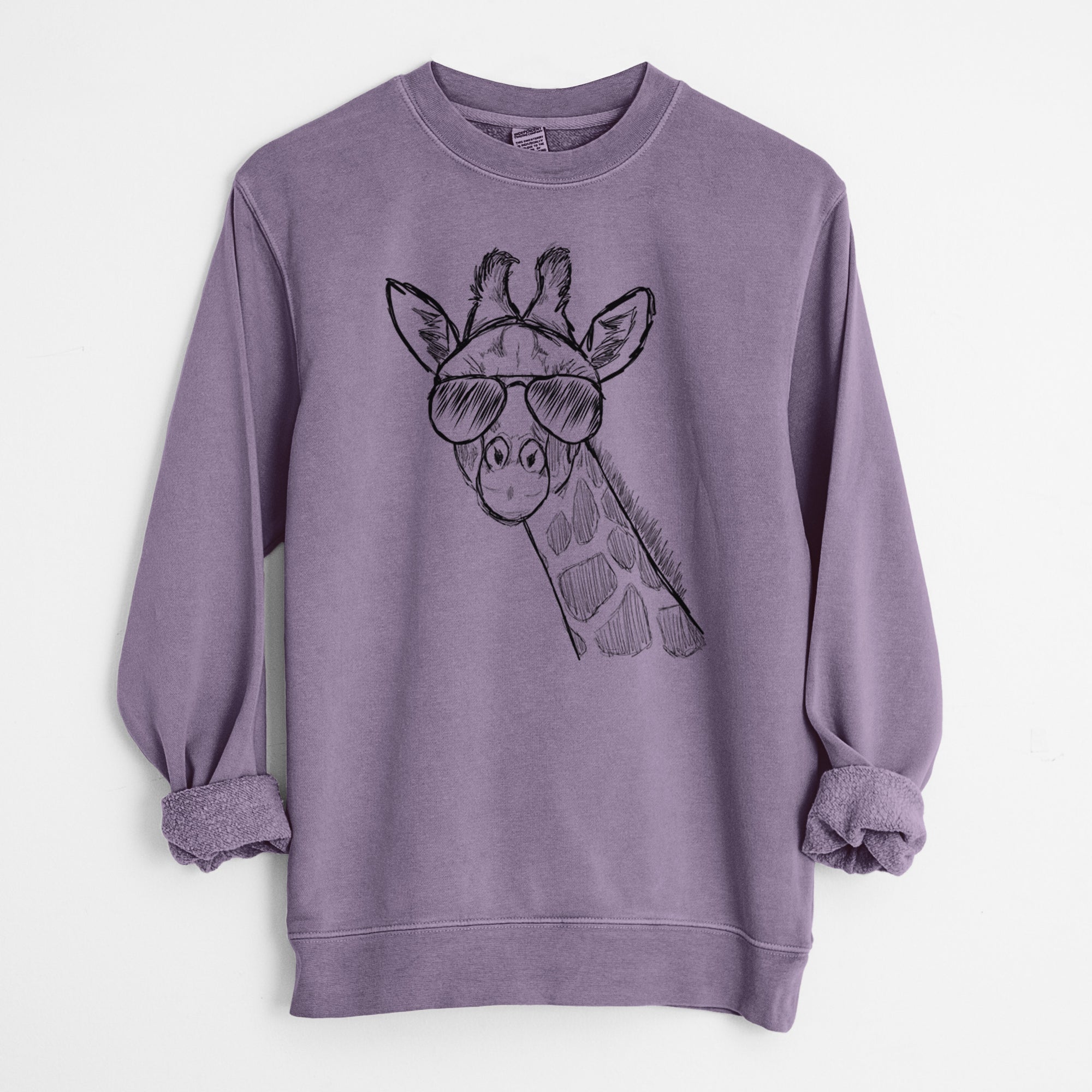 Aviator Cedrick the Giraffe - Unisex Pigment Dyed Crew Sweatshirt