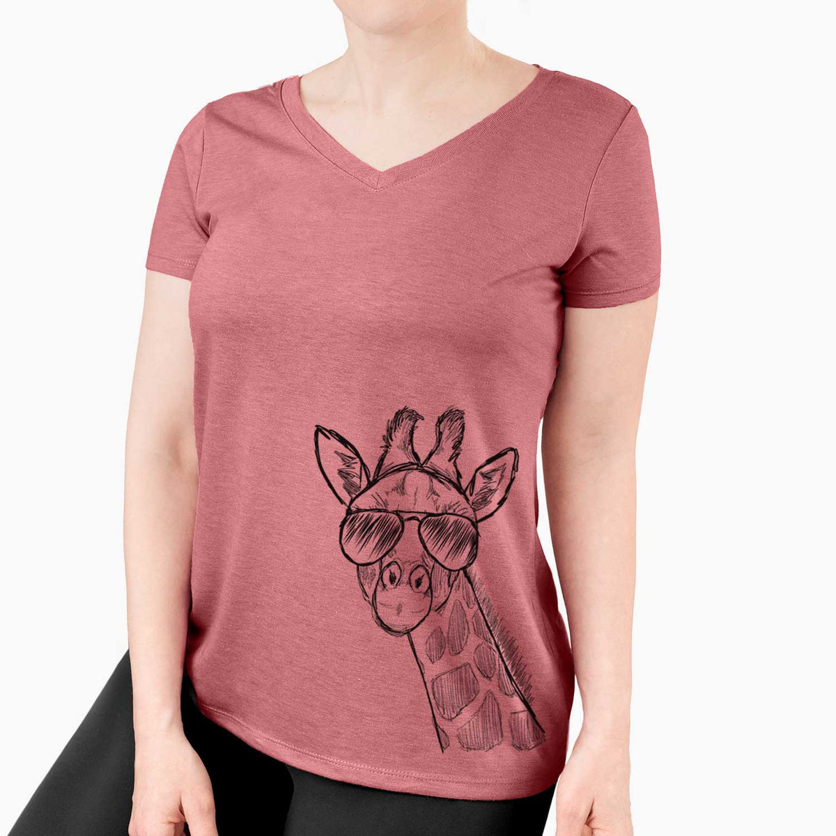 Aviator Cedrick the Giraffe - Women's V-neck Shirt