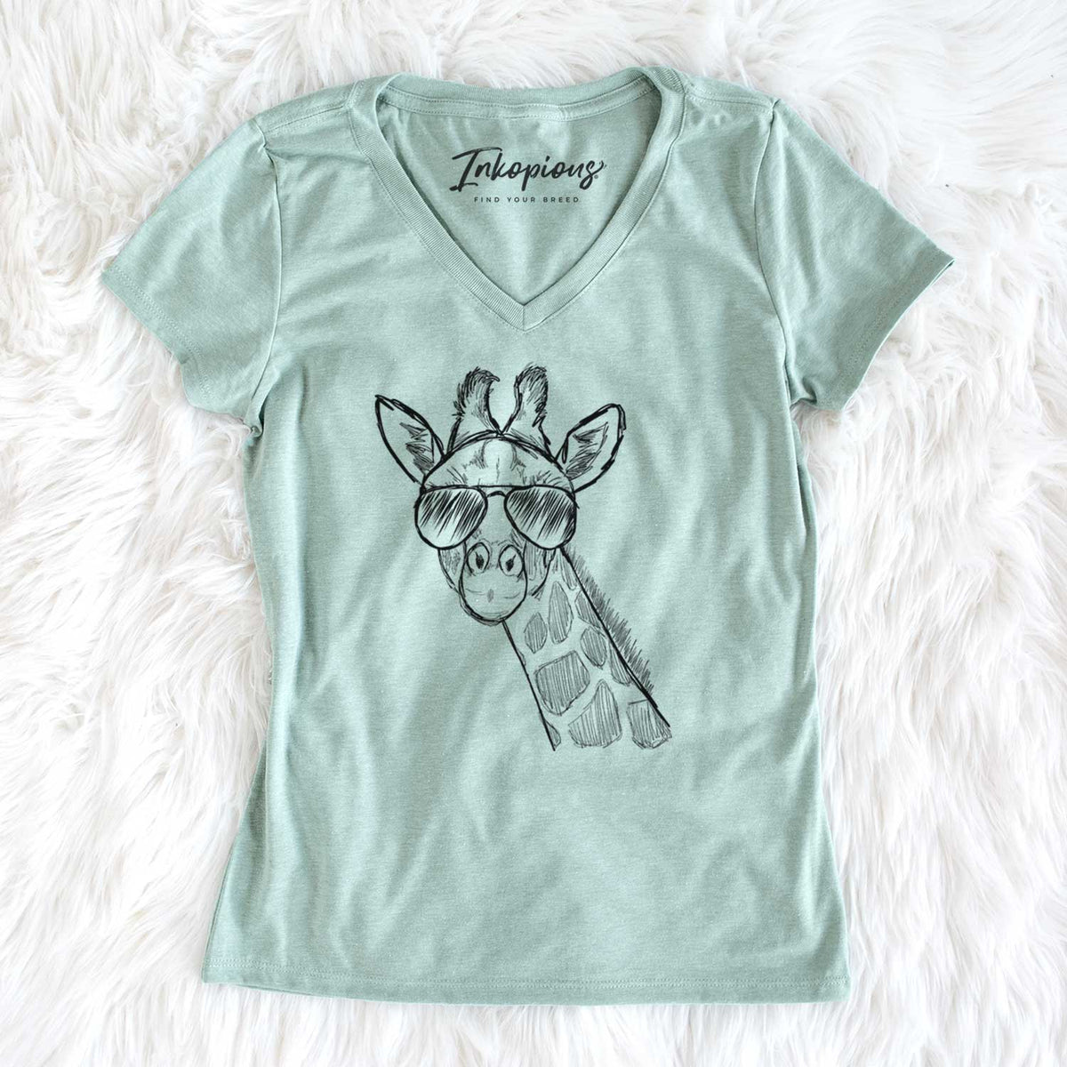 Aviator Cedrick the Giraffe - Women's V-neck Shirt