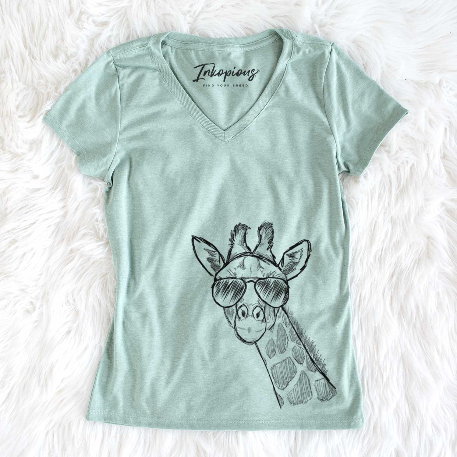 Aviator Cedrick the Giraffe - Women's V-neck Shirt