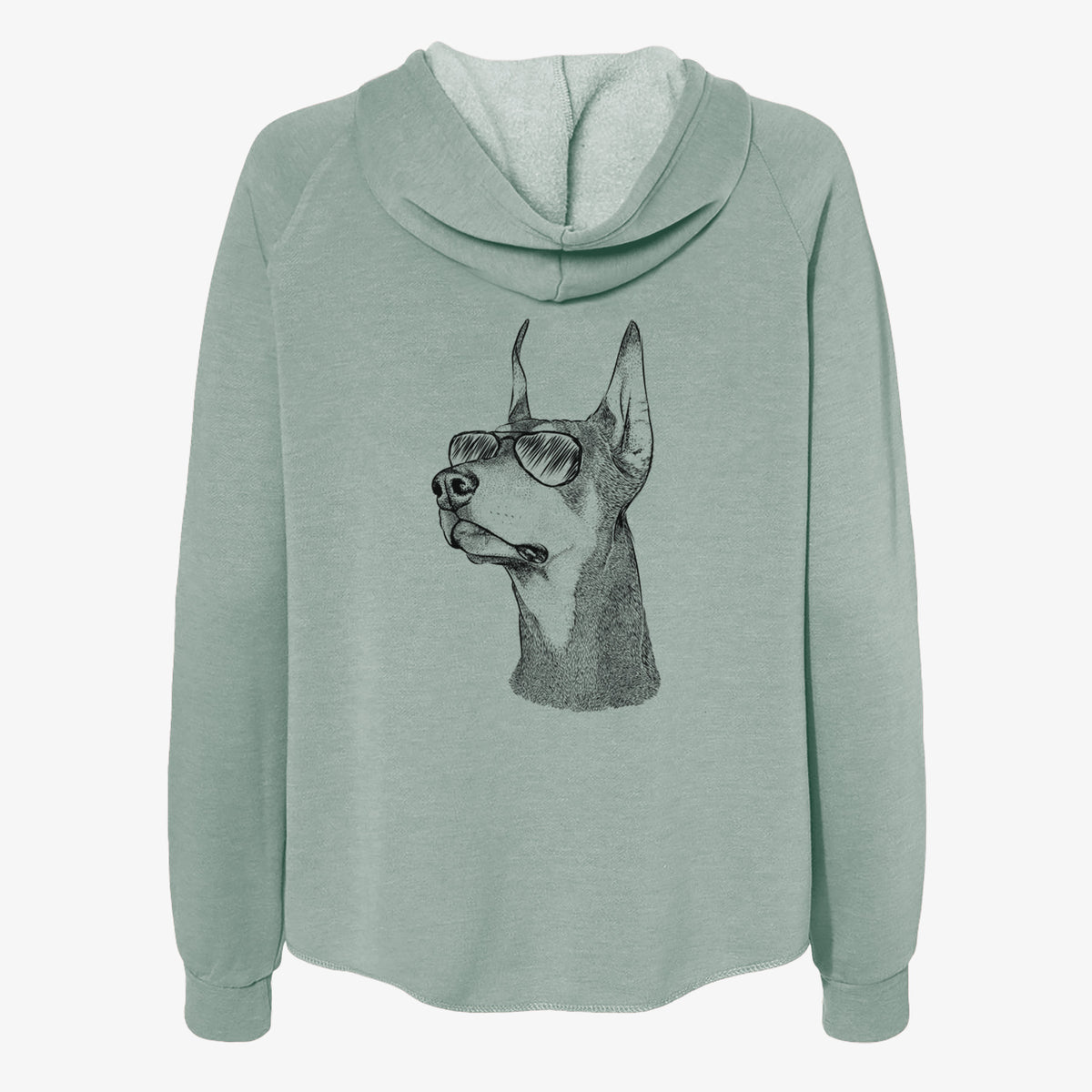 Cenza the Doberman Pinscher - Women's Cali Wave Zip-Up Sweatshirt