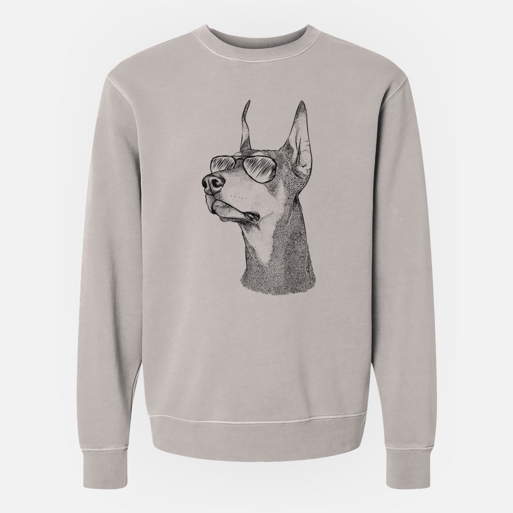 Aviator Cenza the Doberman Pinscher - Unisex Pigment Dyed Crew Sweatshirt