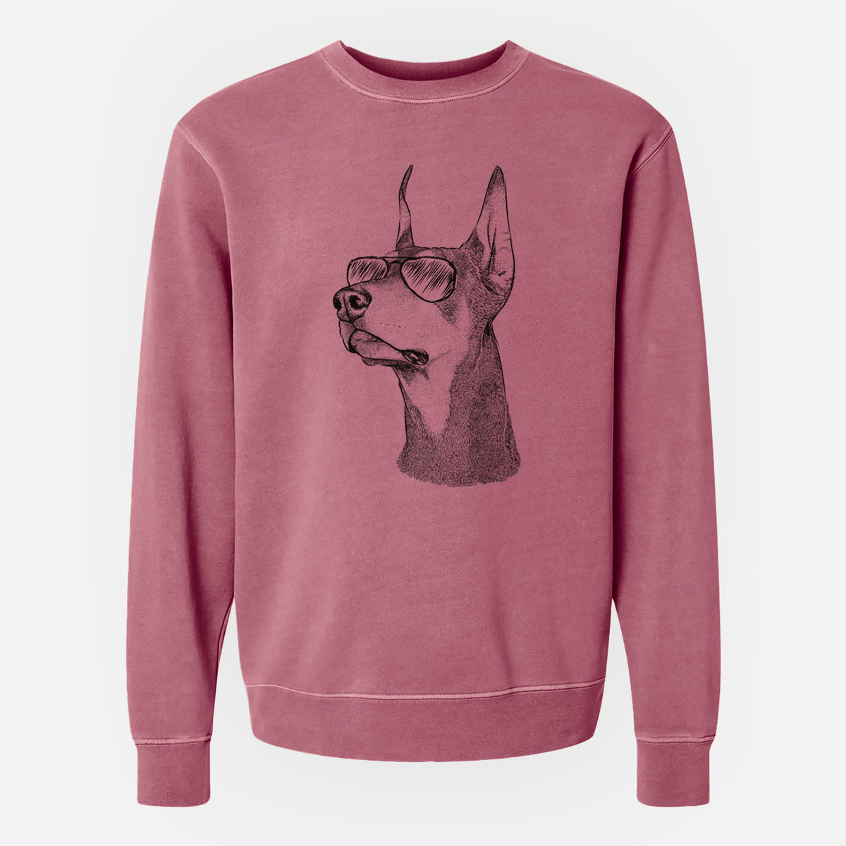 Aviator Cenza the Doberman Pinscher - Unisex Pigment Dyed Crew Sweatshirt