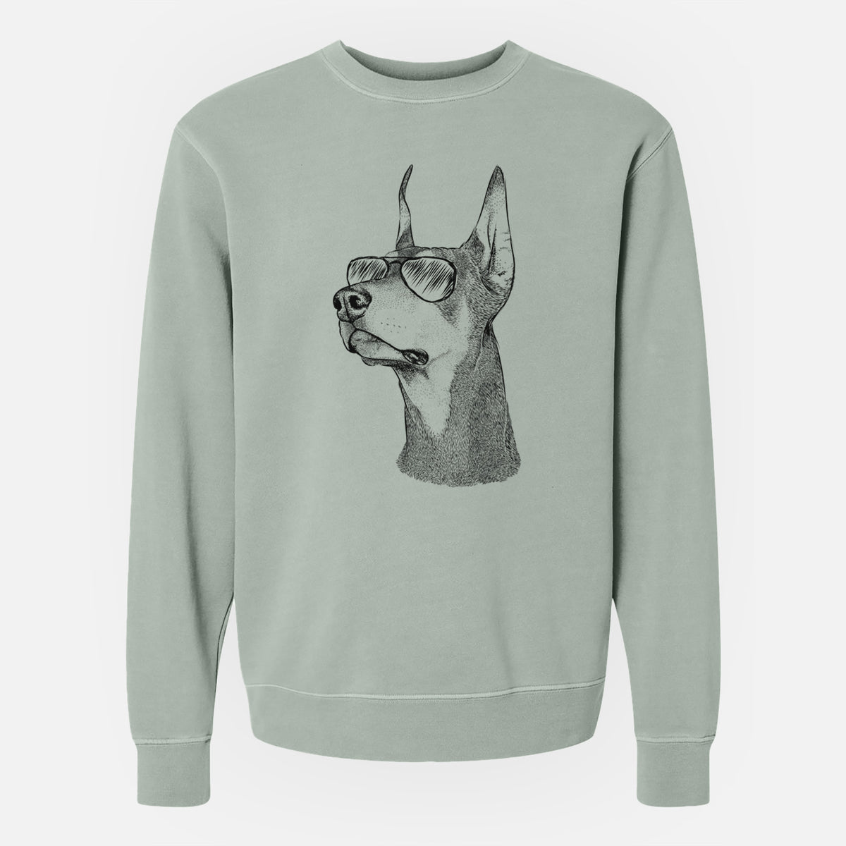 Aviator Cenza the Doberman Pinscher - Unisex Pigment Dyed Crew Sweatshirt