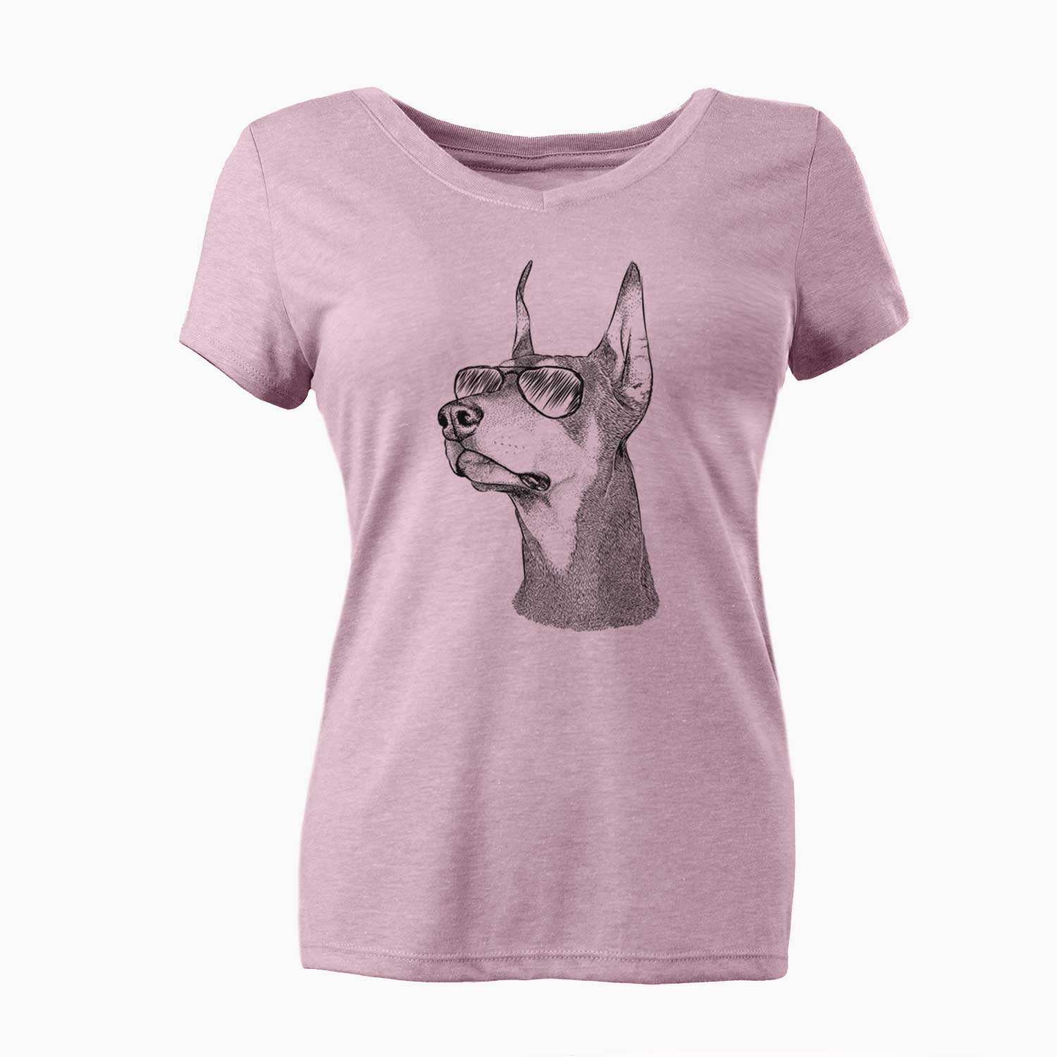 Aviator Cenza the Doberman Pinscher - Women's V-neck Shirt