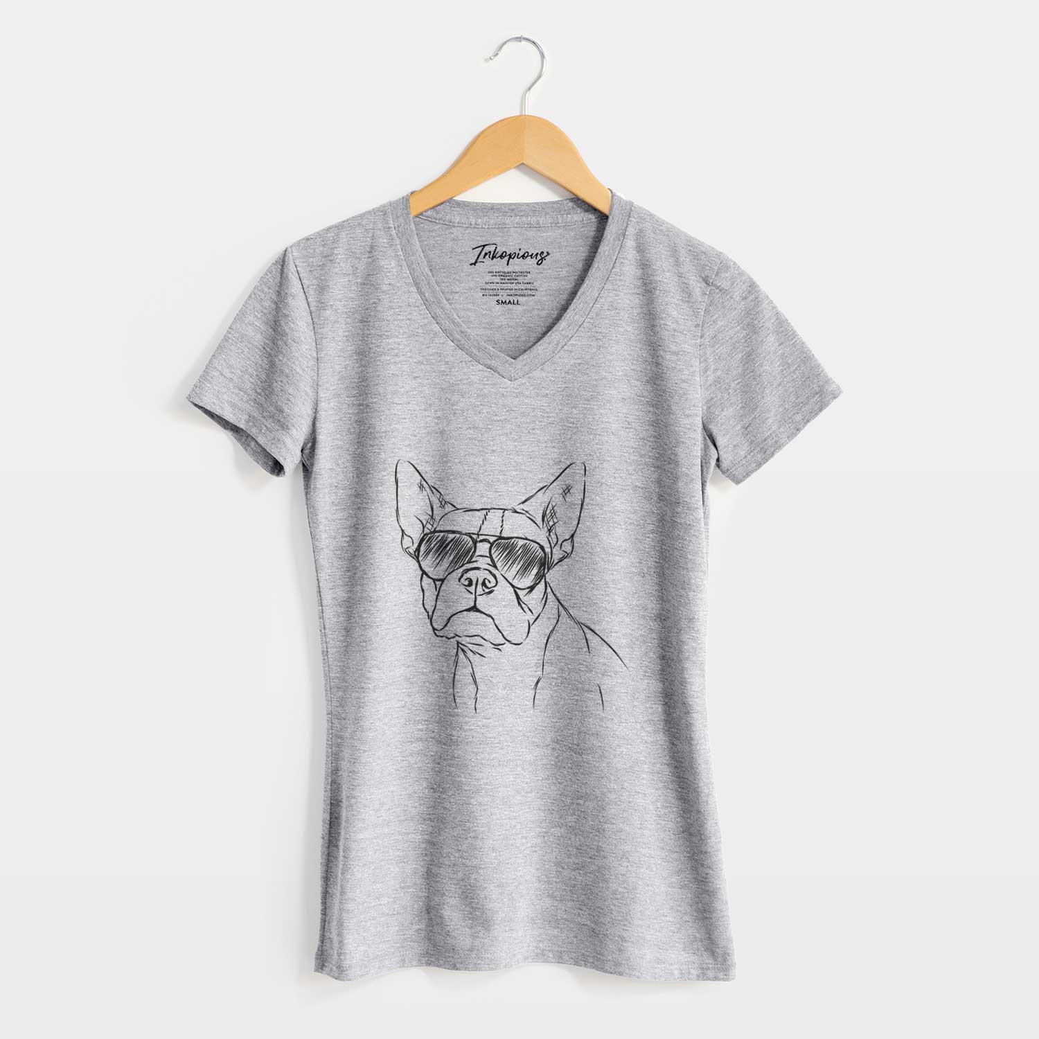 Aviator Charles the Boston Terrier - Women's V-neck Shirt