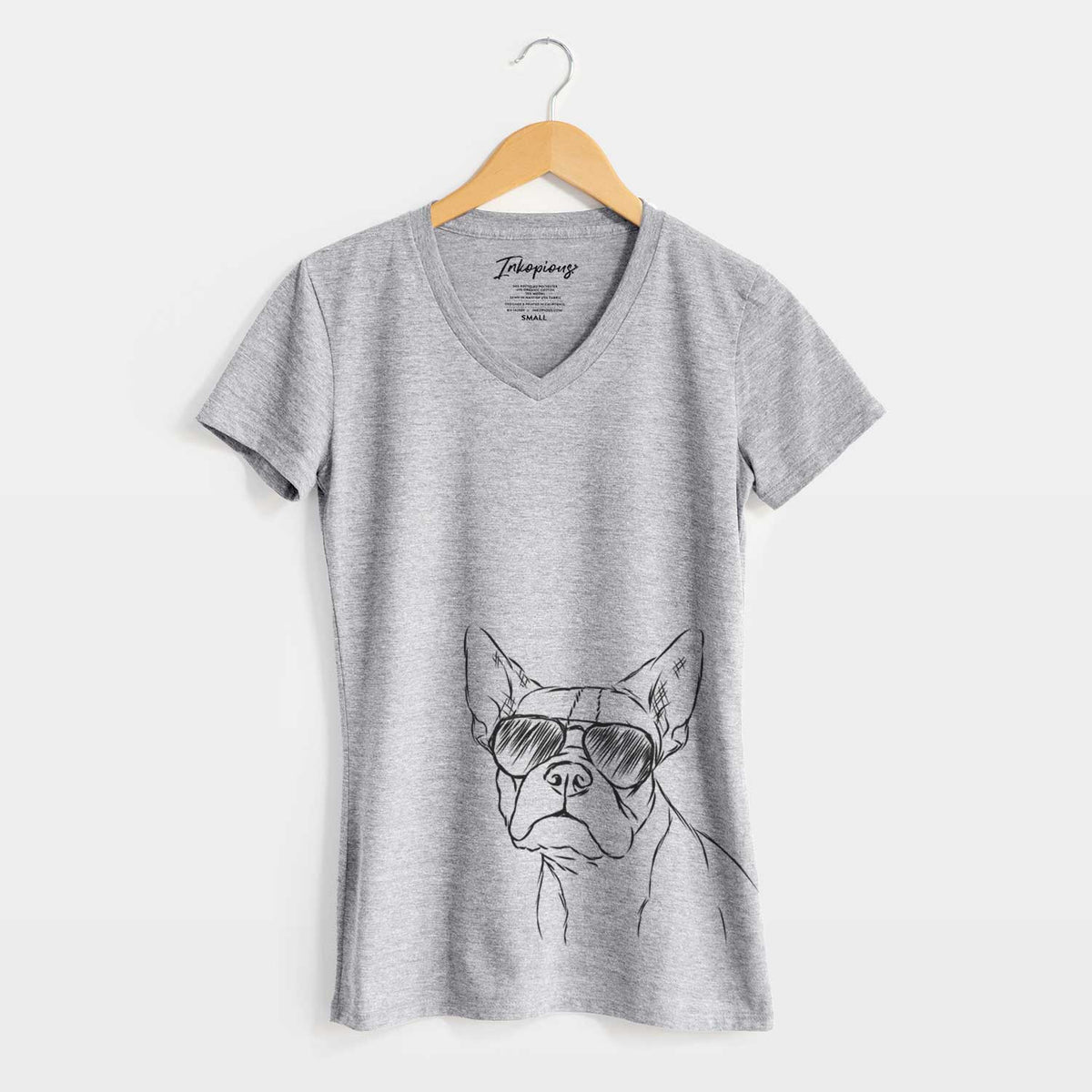 Aviator Charles the Boston Terrier - Women&#39;s V-neck Shirt