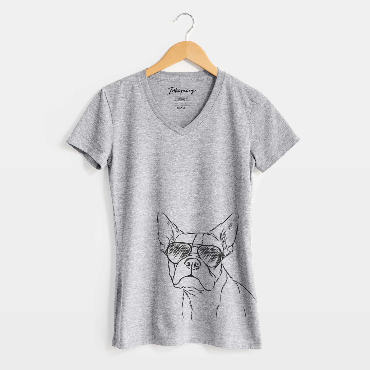 Aviator Charles the Boston Terrier - Women's V-neck Shirt