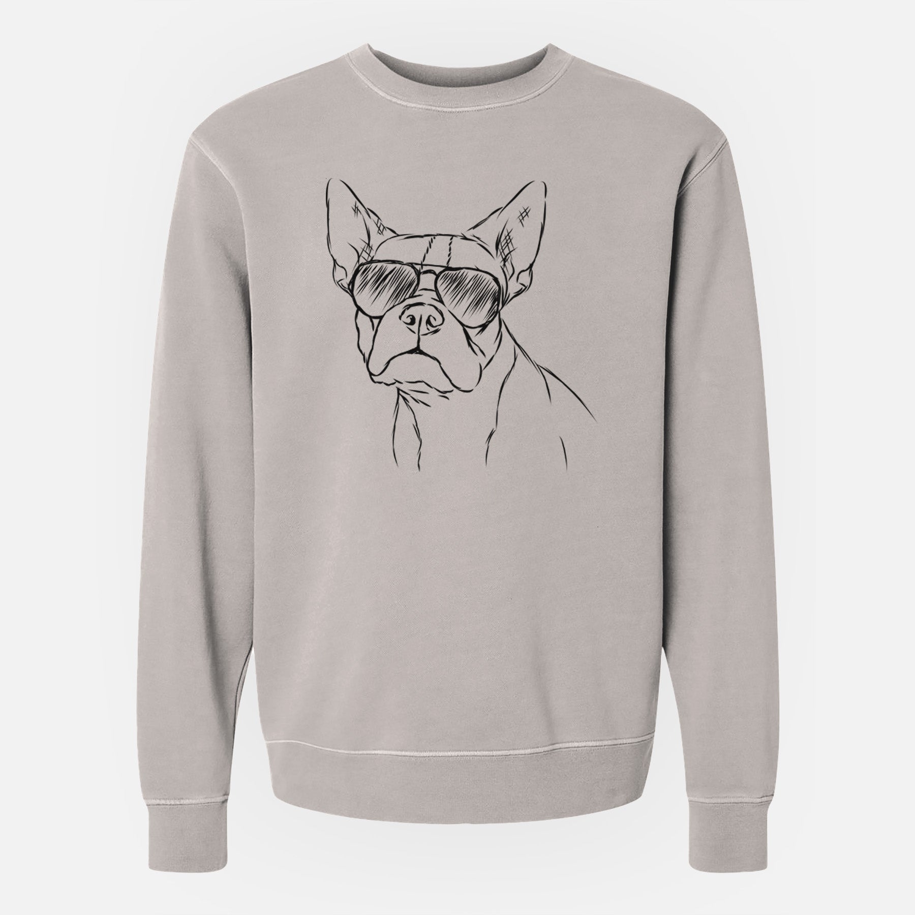 Aviator Charles the Boston Terrier - Unisex Pigment Dyed Crew Sweatshirt