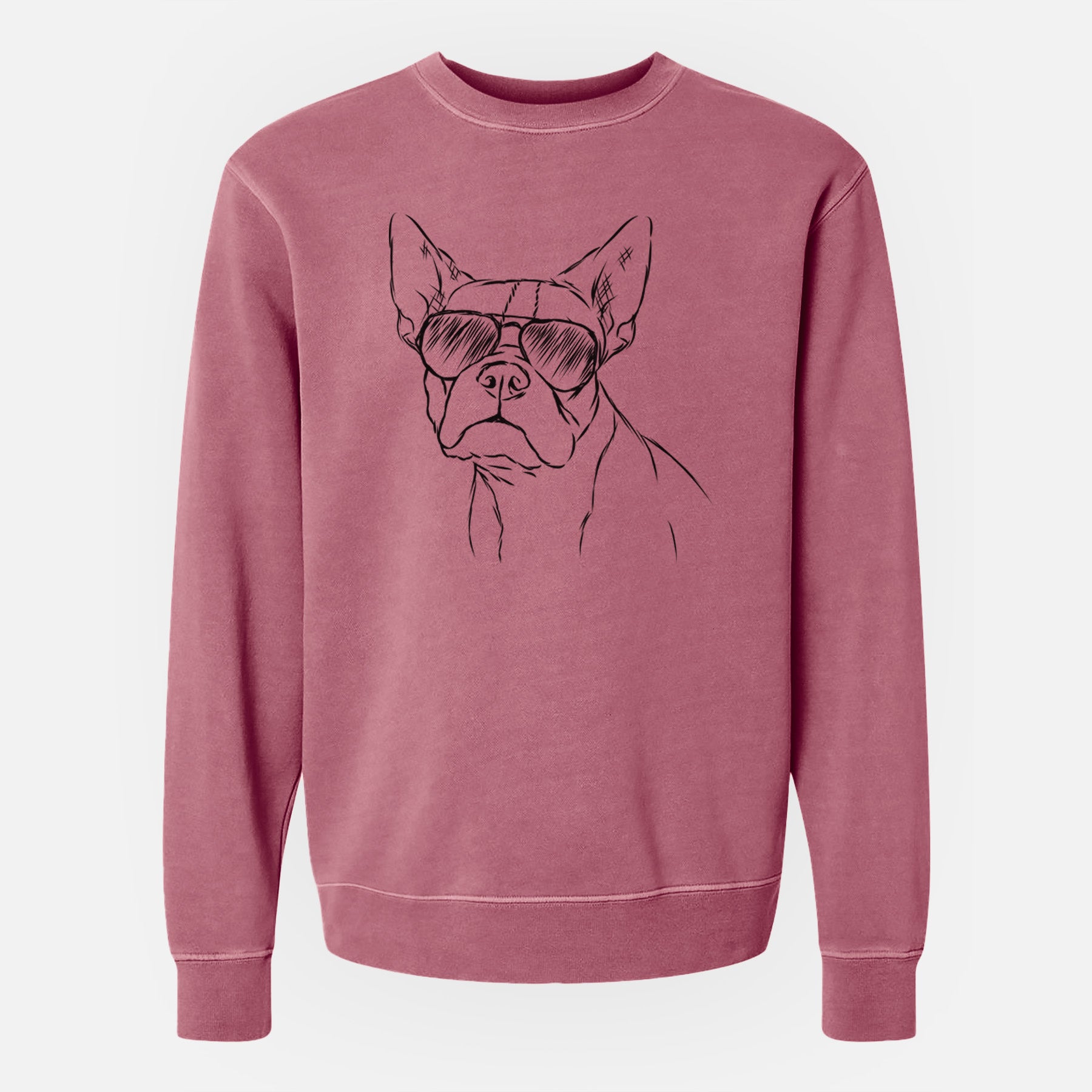 Aviator Charles the Boston Terrier - Unisex Pigment Dyed Crew Sweatshirt