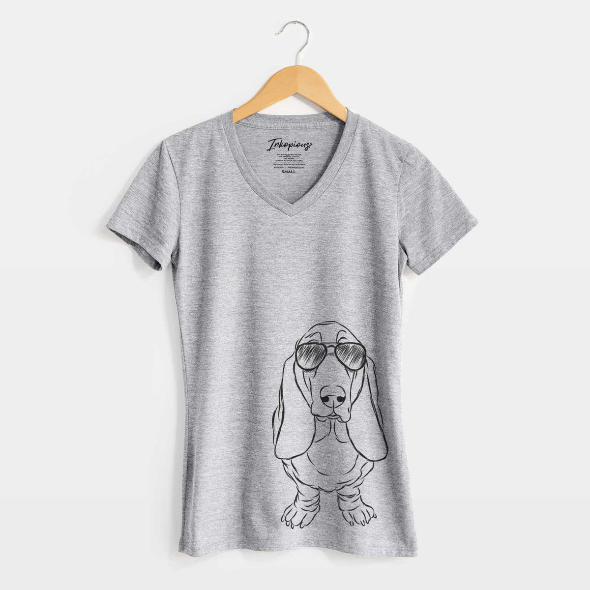 Aviator Charlie the Basset Hound - Women's V-neck Shirt