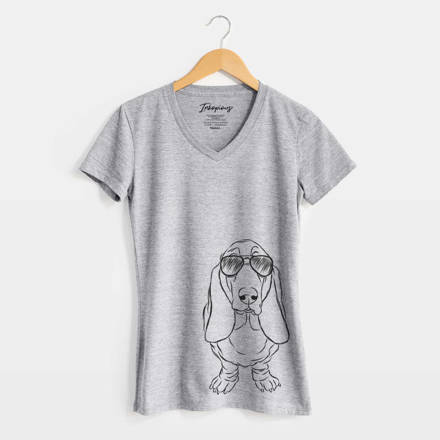 Aviator Charlie the Basset Hound - Women's V-neck Shirt