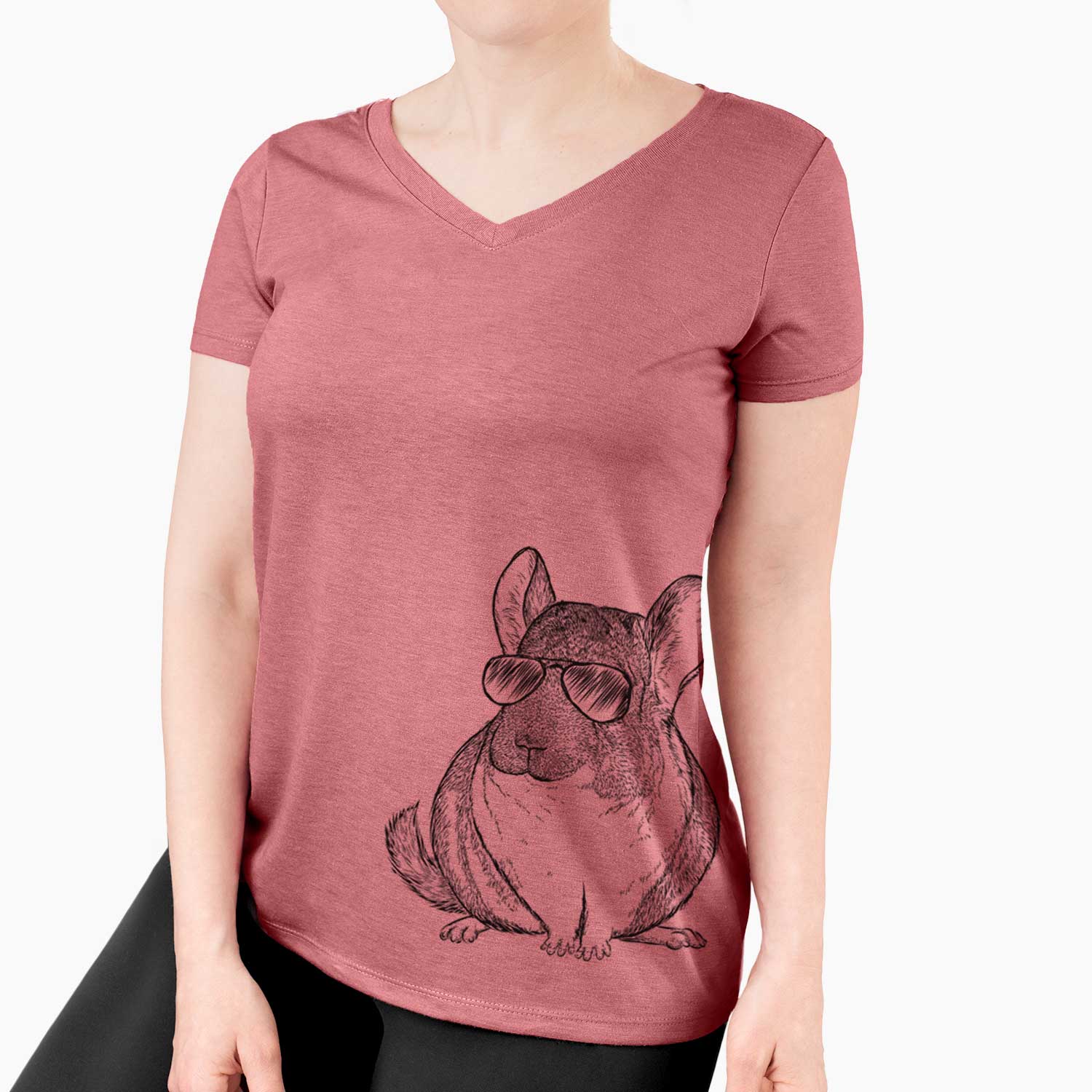 Aviator Cheddar the Chinchilla - Women's V-neck Shirt