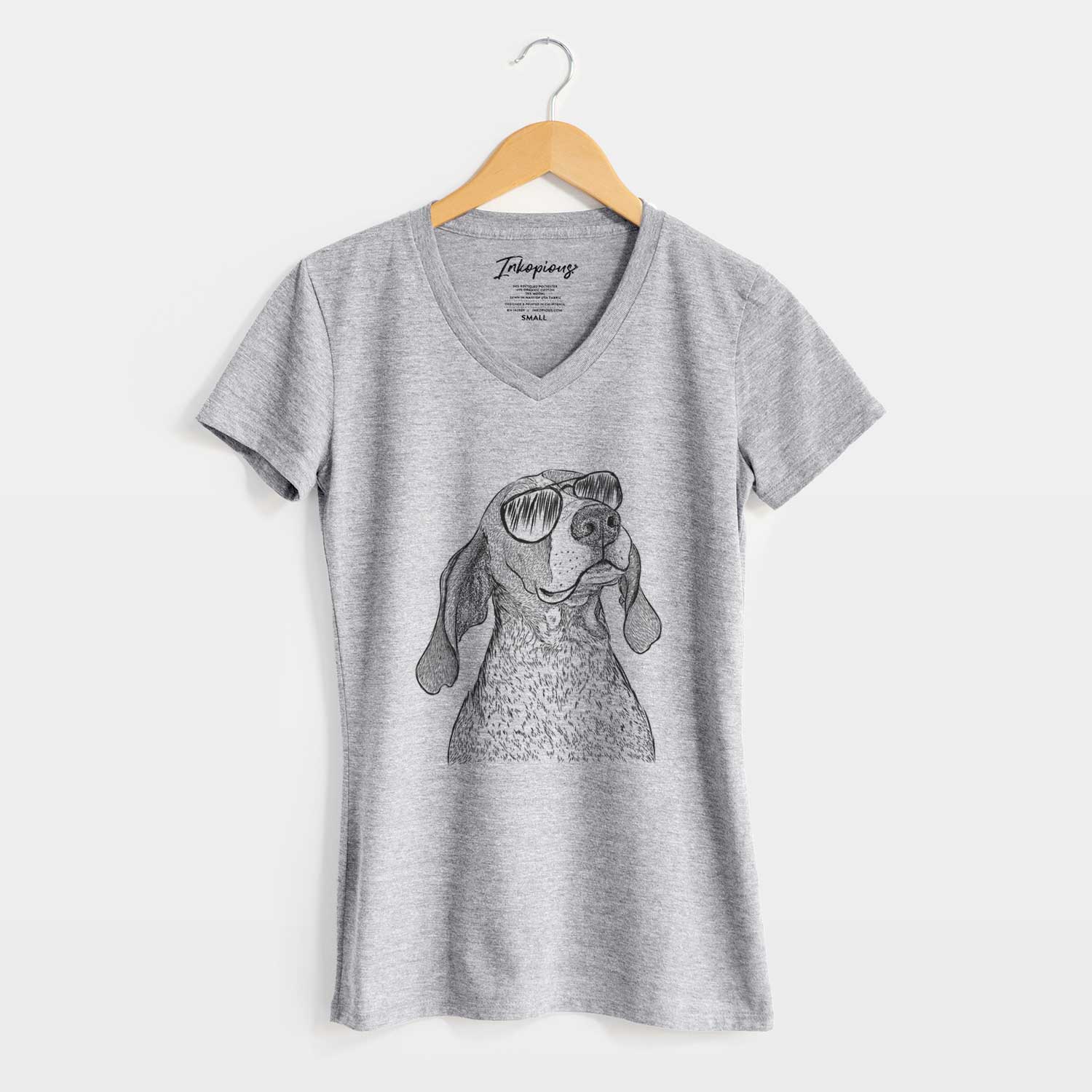 Aviator Chester the Red Tick Coonhound - Women's V-neck Shirt