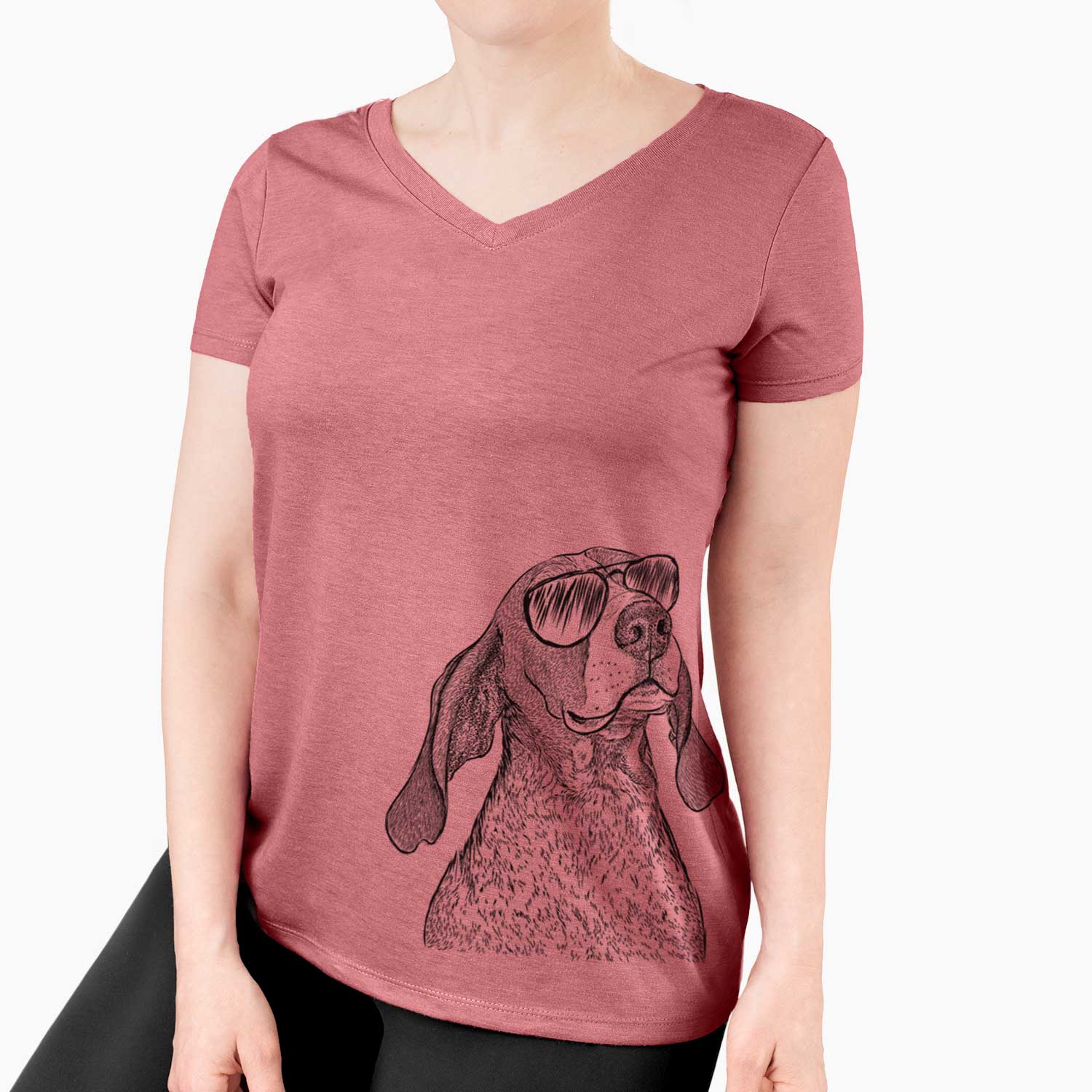 Aviator Chester the Red Tick Coonhound - Women's V-neck Shirt