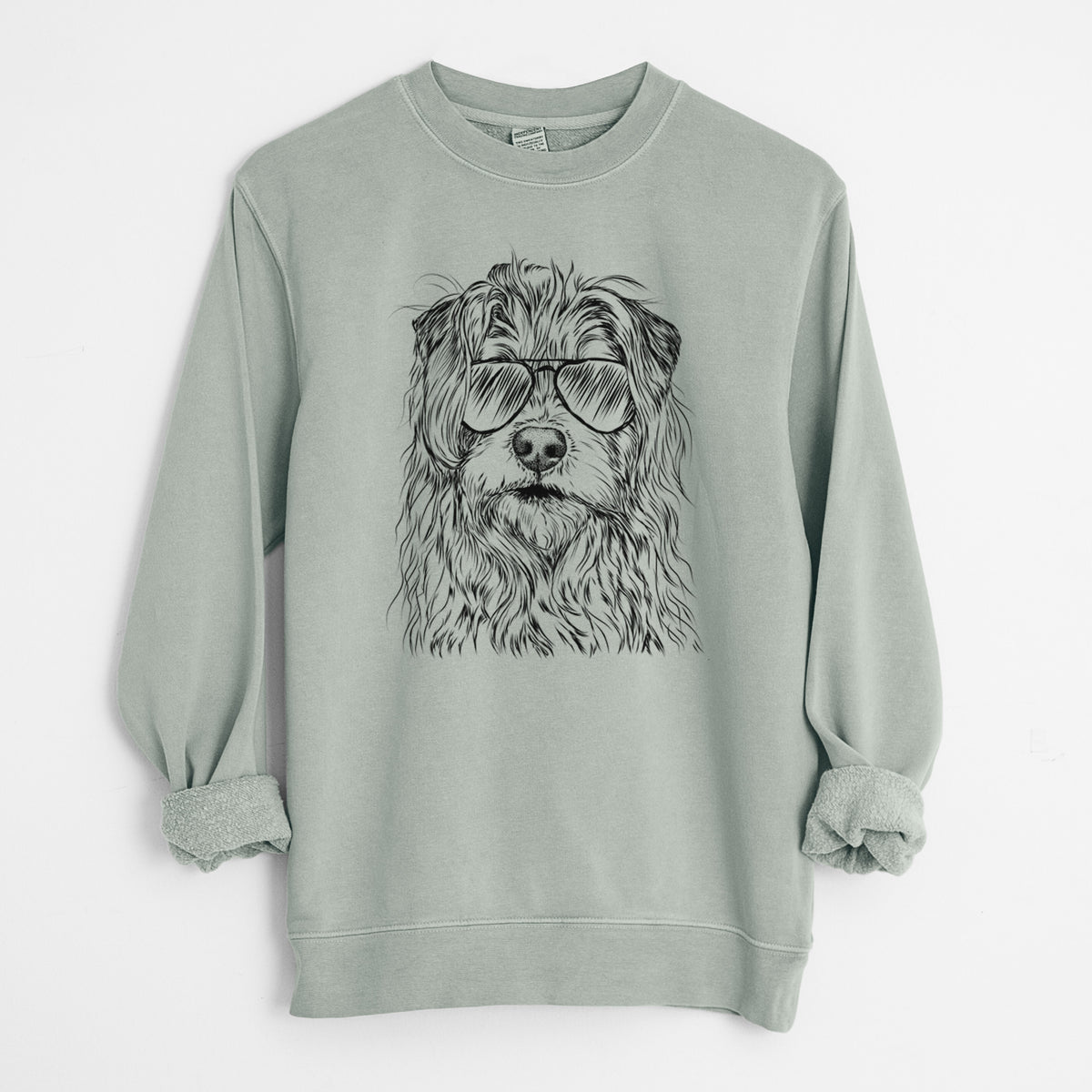 Aviator Chester the Terrier Mix - Unisex Pigment Dyed Crew Sweatshirt