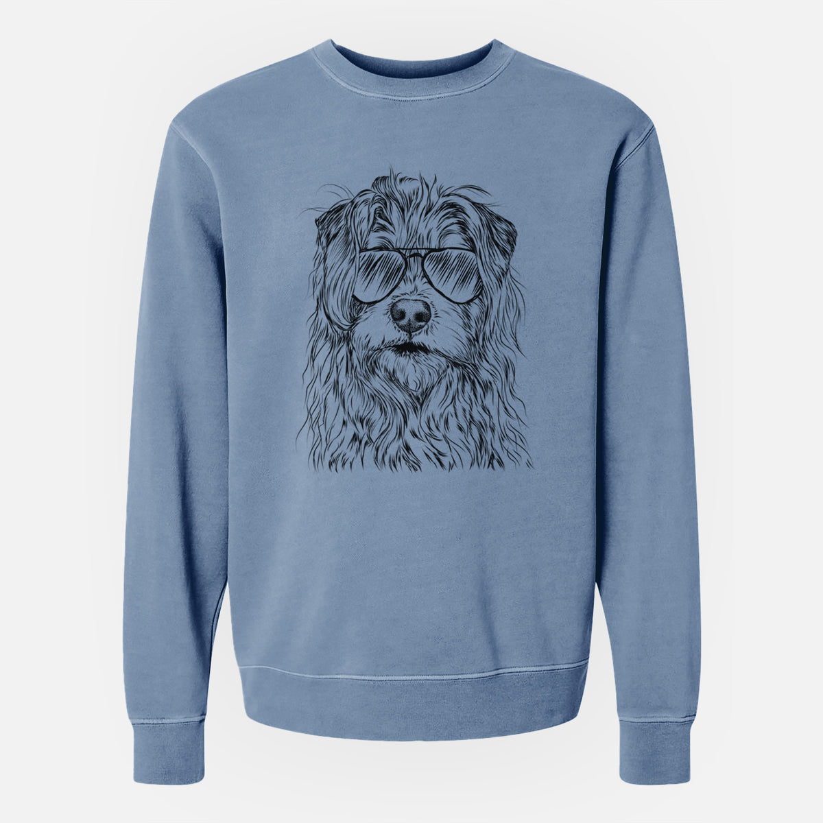 Aviator Chester the Terrier Mix - Unisex Pigment Dyed Crew Sweatshirt