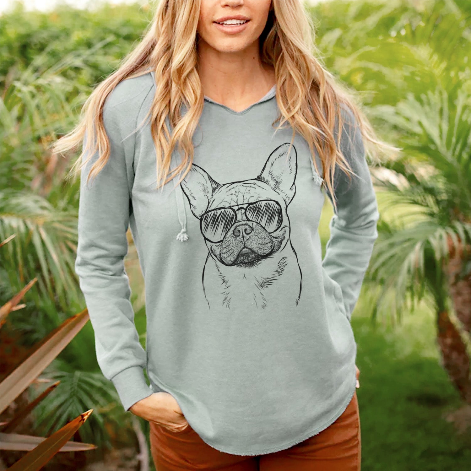 Aviator Chew Chew the French Bulldog - Cali Wave Hooded Sweatshirt