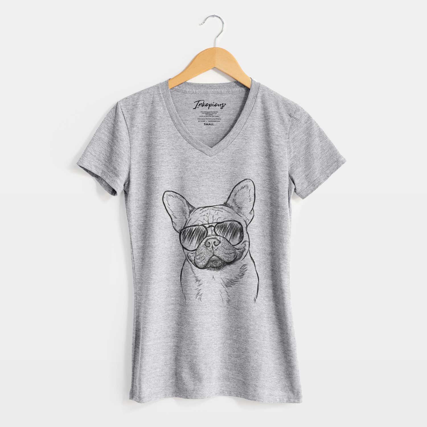 Aviator Chew Chew the French Bulldog - Women's V-neck Shirt