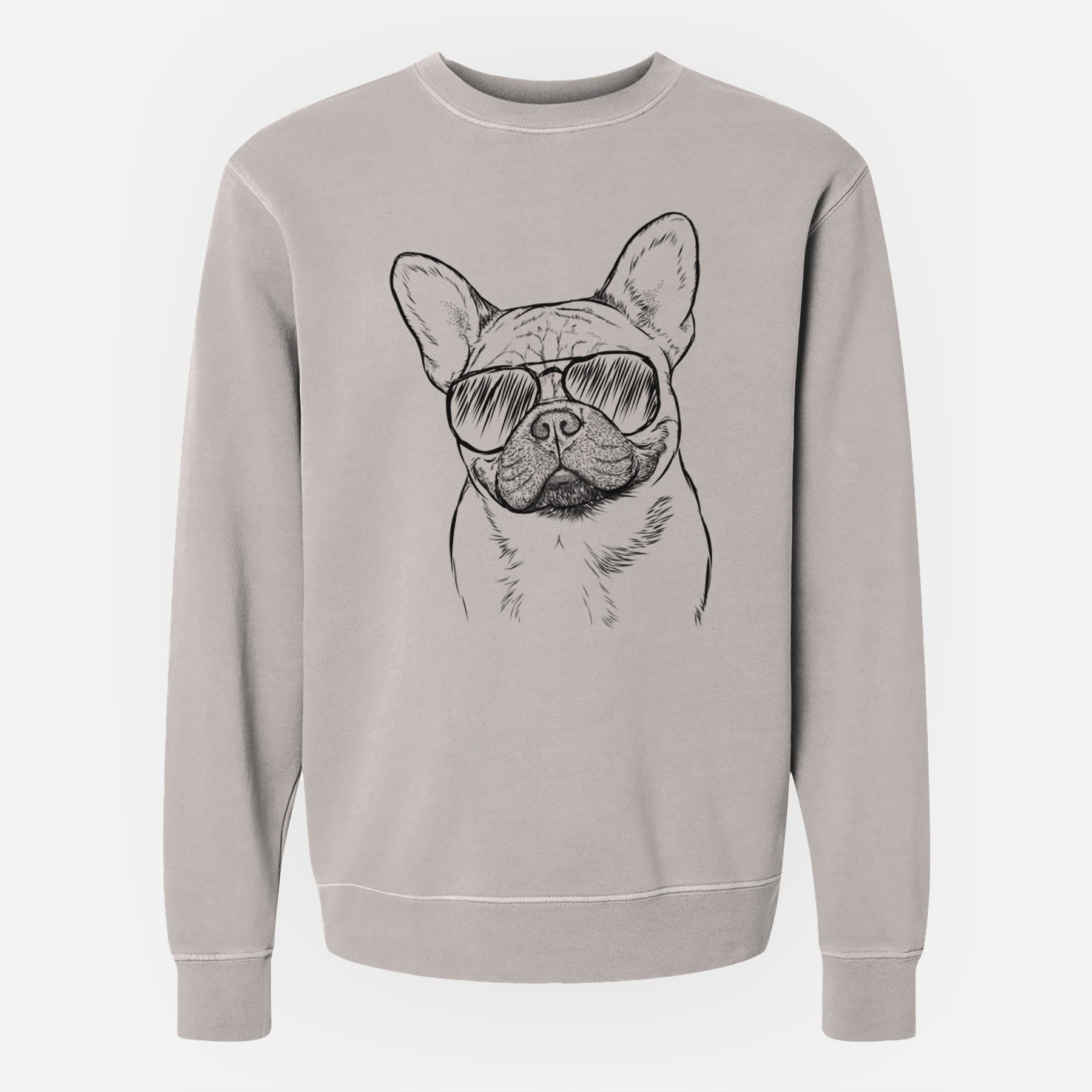 Aviator Chew Chew the French Bulldog - Unisex Pigment Dyed Crew Sweatshirt