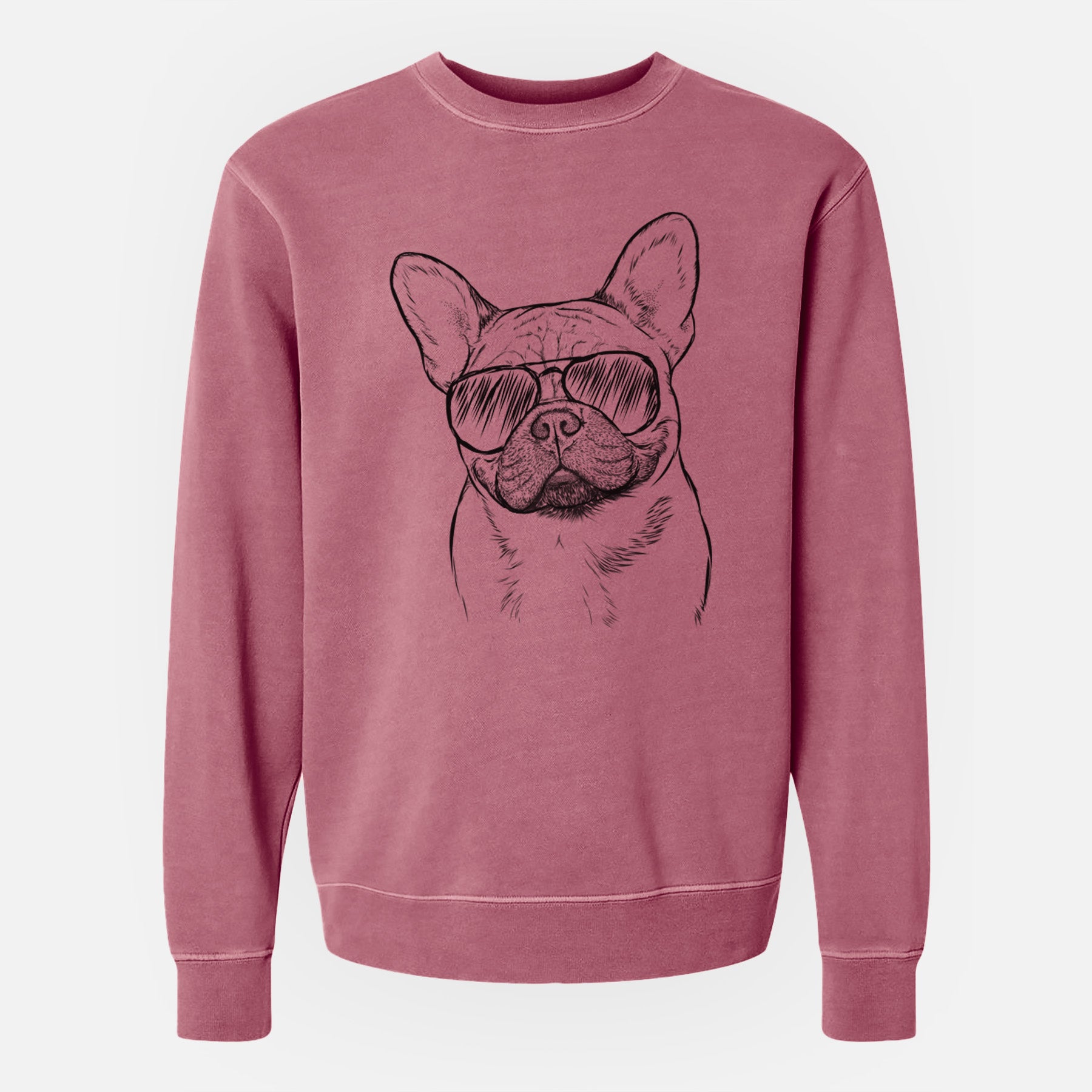 Aviator Chew Chew the French Bulldog - Unisex Pigment Dyed Crew Sweatshirt