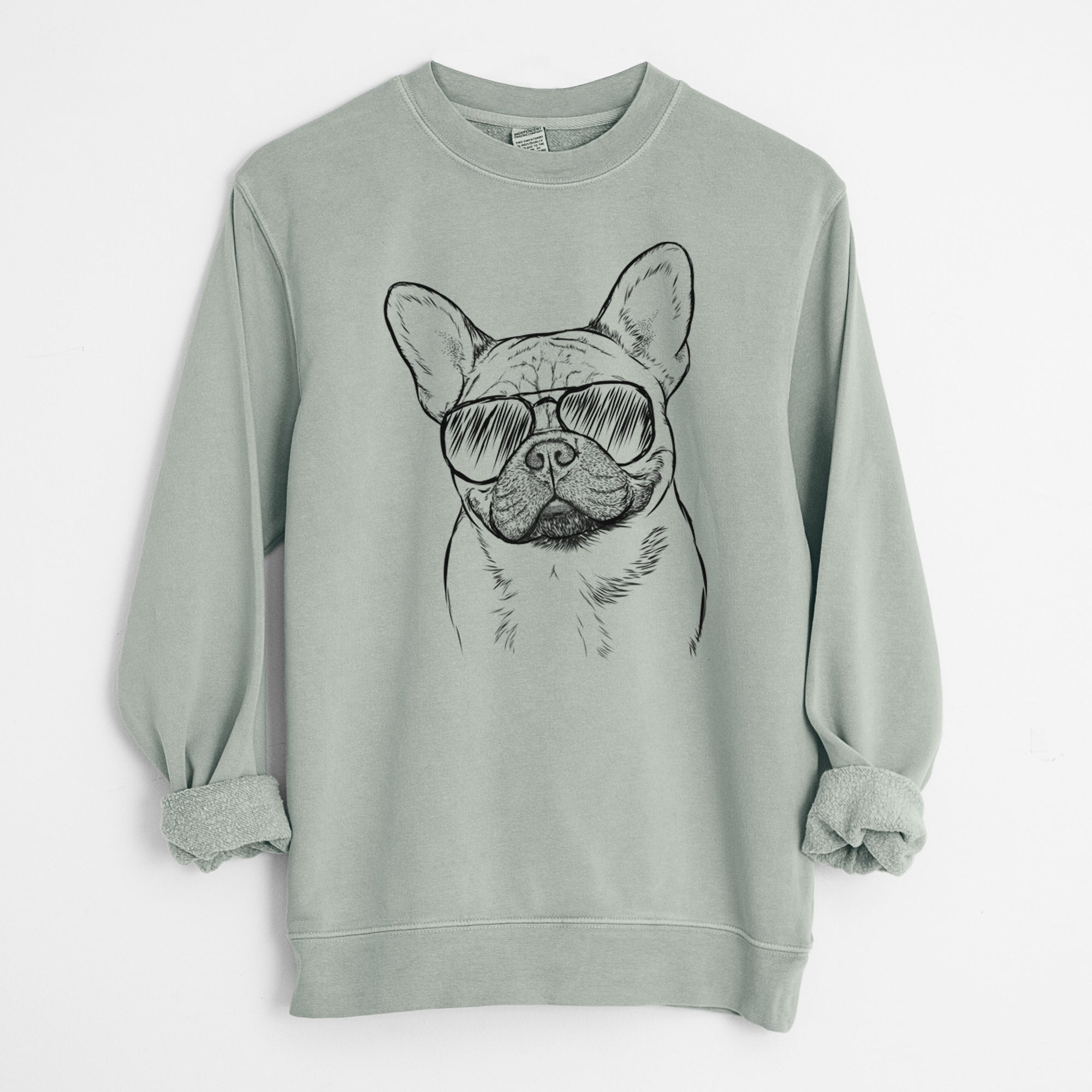 Aviator Chew Chew the French Bulldog - Unisex Pigment Dyed Crew Sweatshirt