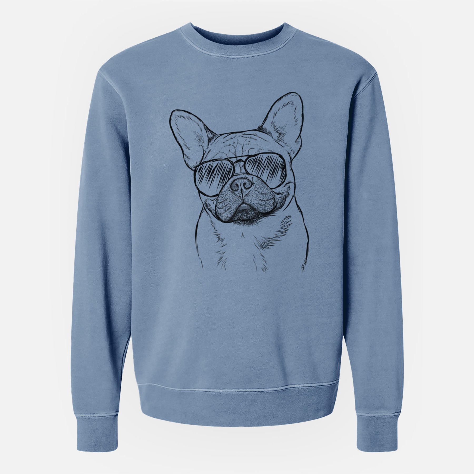 Aviator Chew Chew the French Bulldog - Unisex Pigment Dyed Crew Sweatshirt