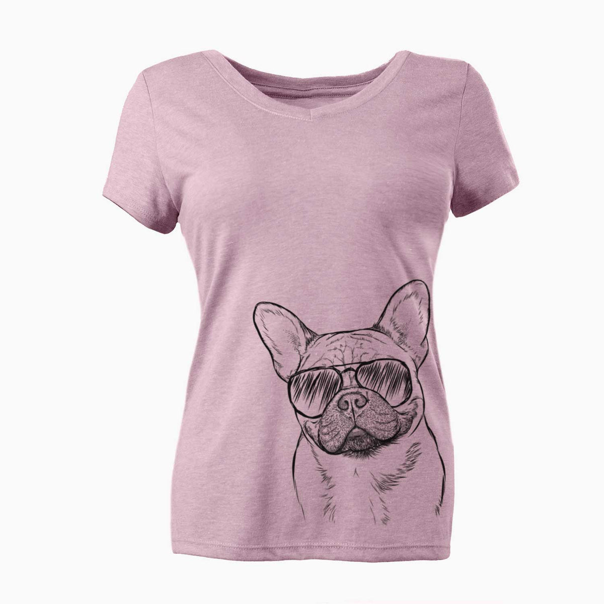 Aviator Chew Chew the French Bulldog - Women's V-neck Shirt