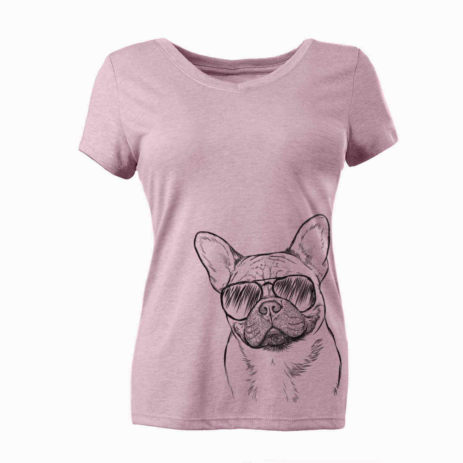 Aviator Chew Chew the French Bulldog - Women's V-neck Shirt