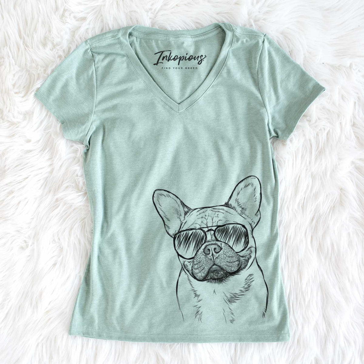 Aviator Chew Chew the French Bulldog - Women's V-neck Shirt