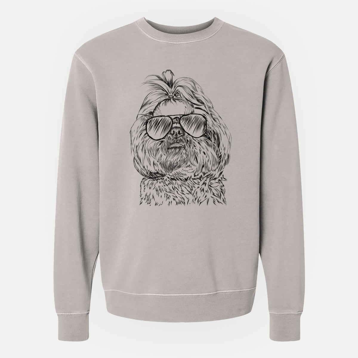 Aviator Chewie the Shih Tzu - Unisex Pigment Dyed Crew Sweatshirt