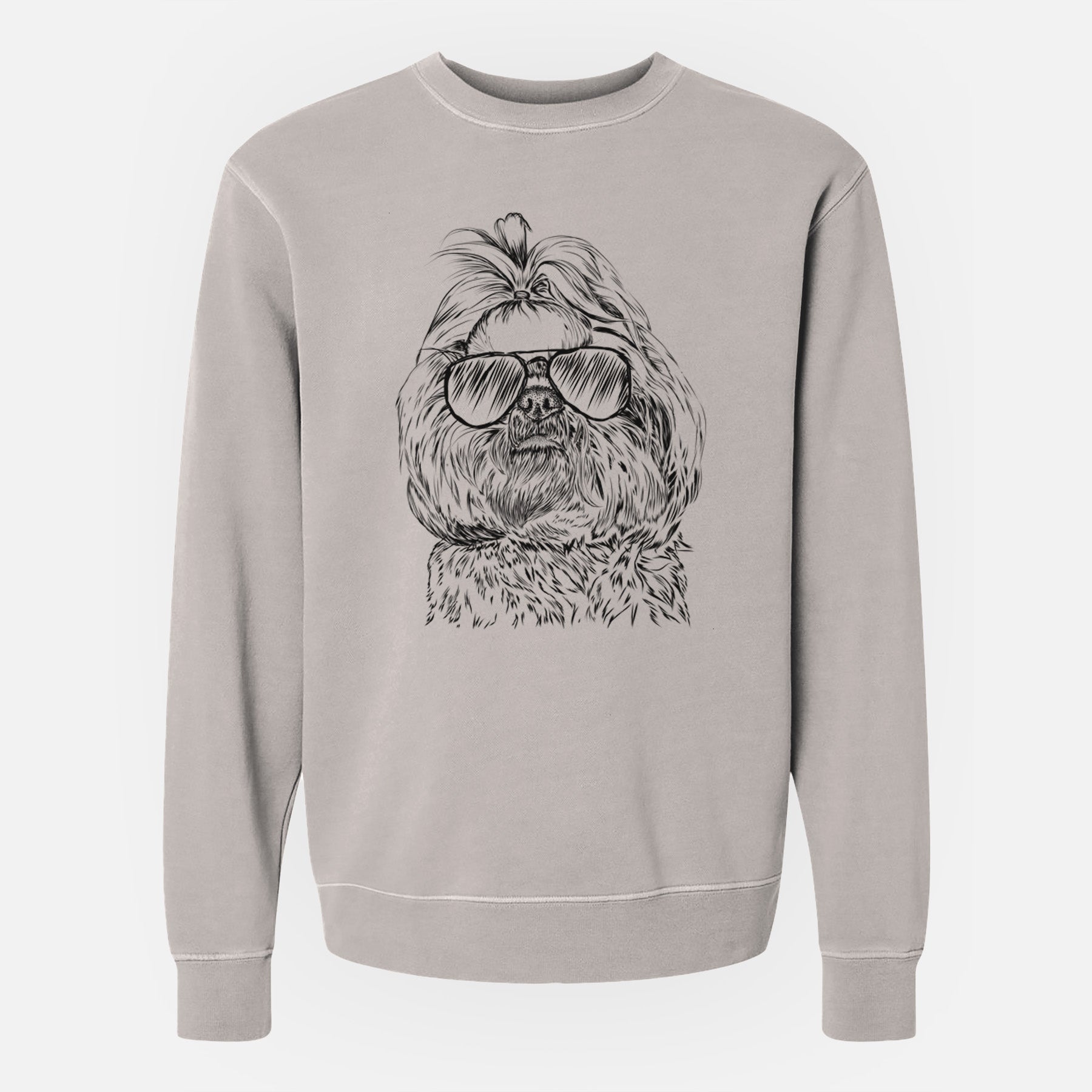 Aviator Chewie the Shih Tzu - Unisex Pigment Dyed Crew Sweatshirt