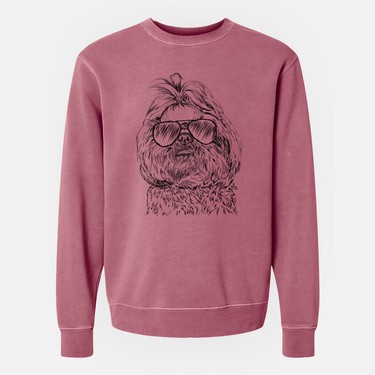 Aviator Chewie the Shih Tzu - Unisex Pigment Dyed Crew Sweatshirt
