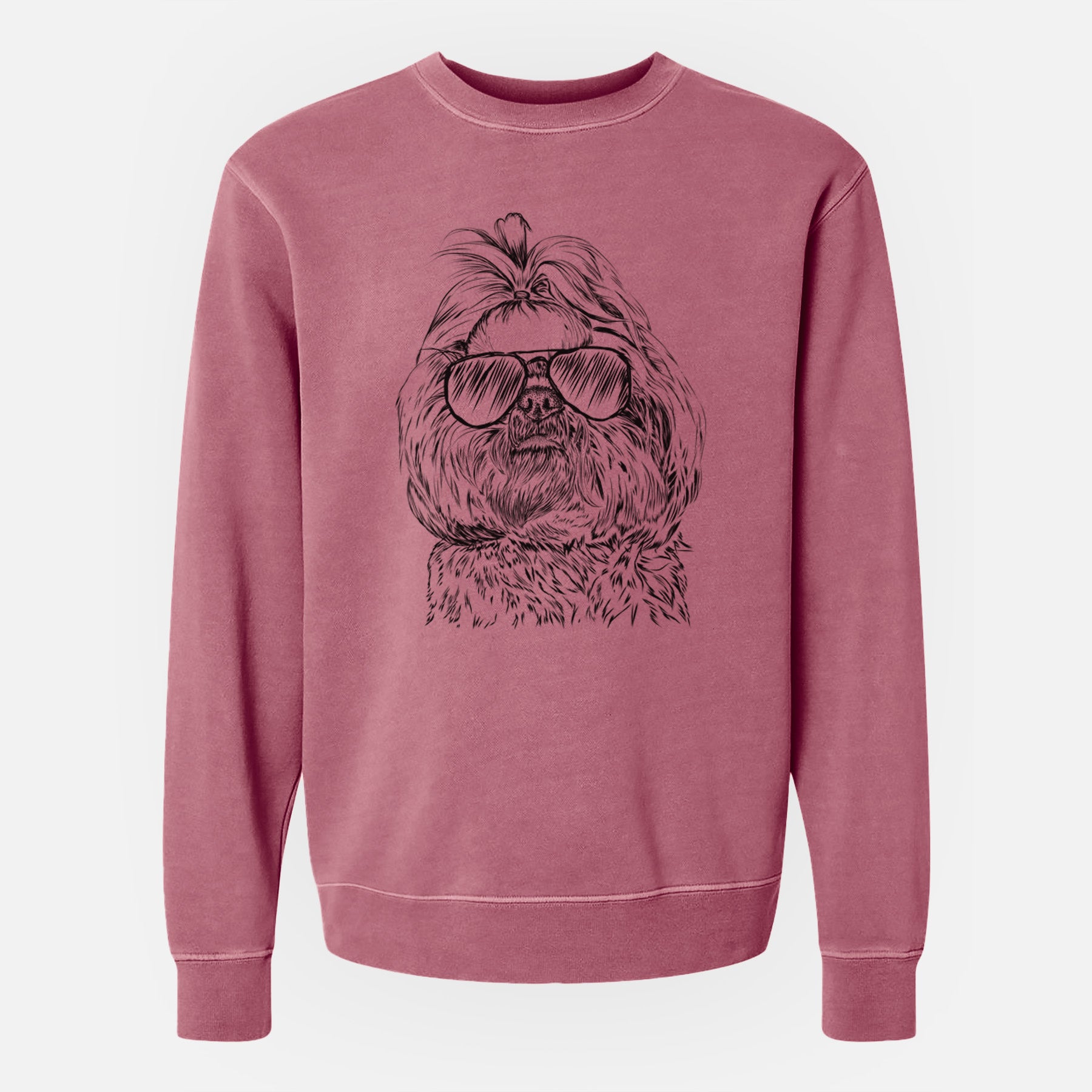 Aviator Chewie the Shih Tzu - Unisex Pigment Dyed Crew Sweatshirt
